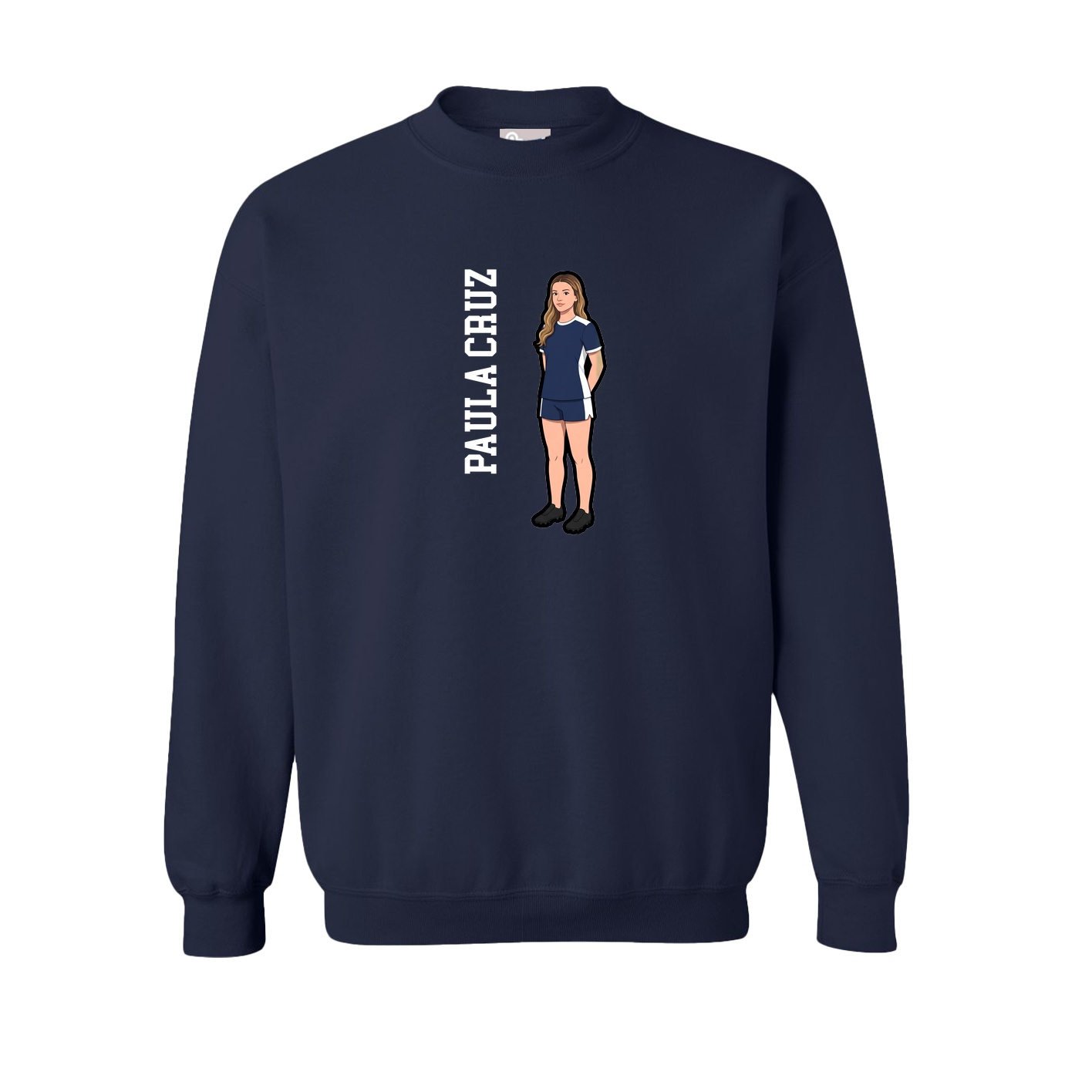Fleece Crew — Name Vertical in Navy