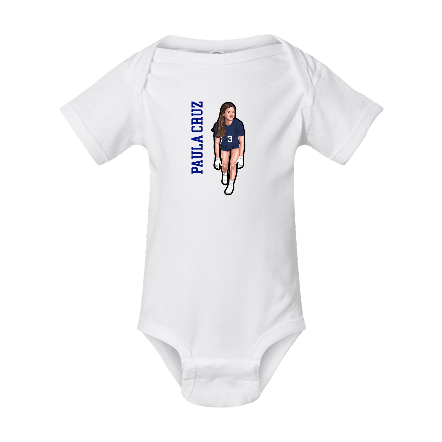 Baby Onesie — Name Vertical in White