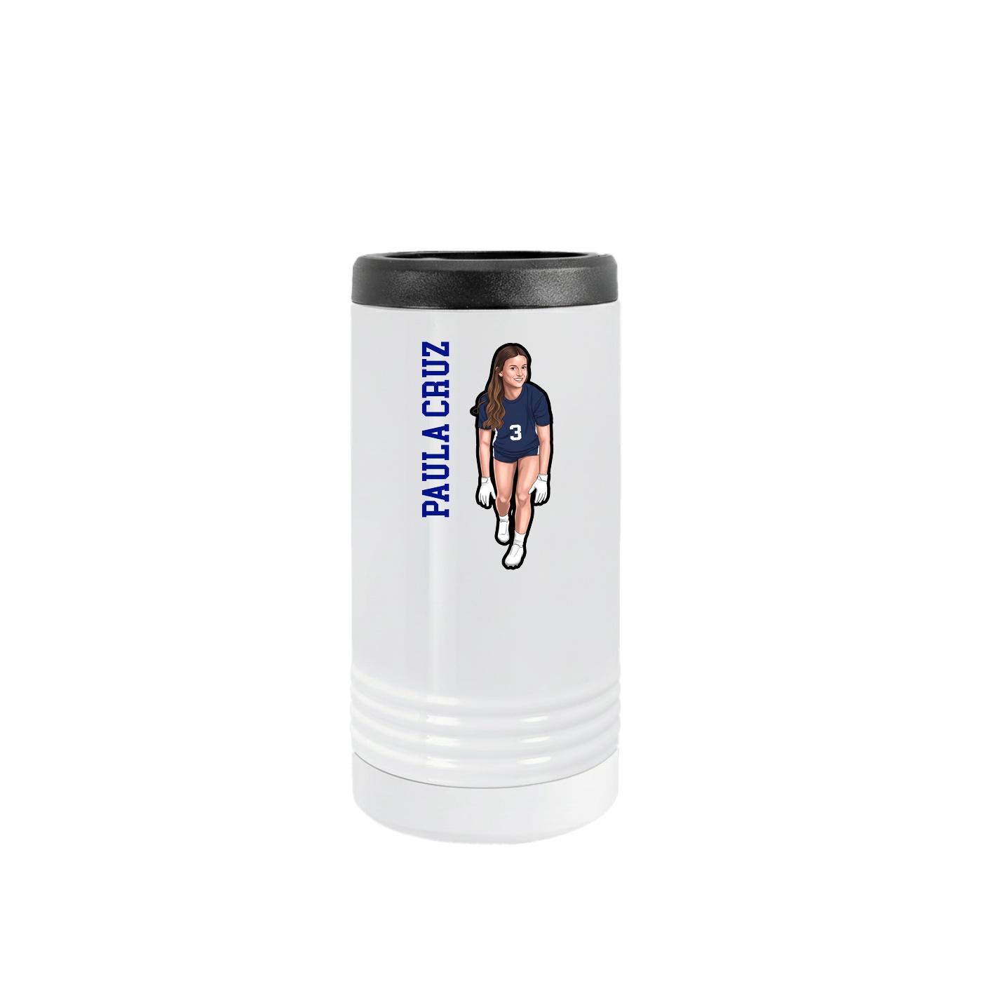 Slim Beverage Holder — Name Vertical in White