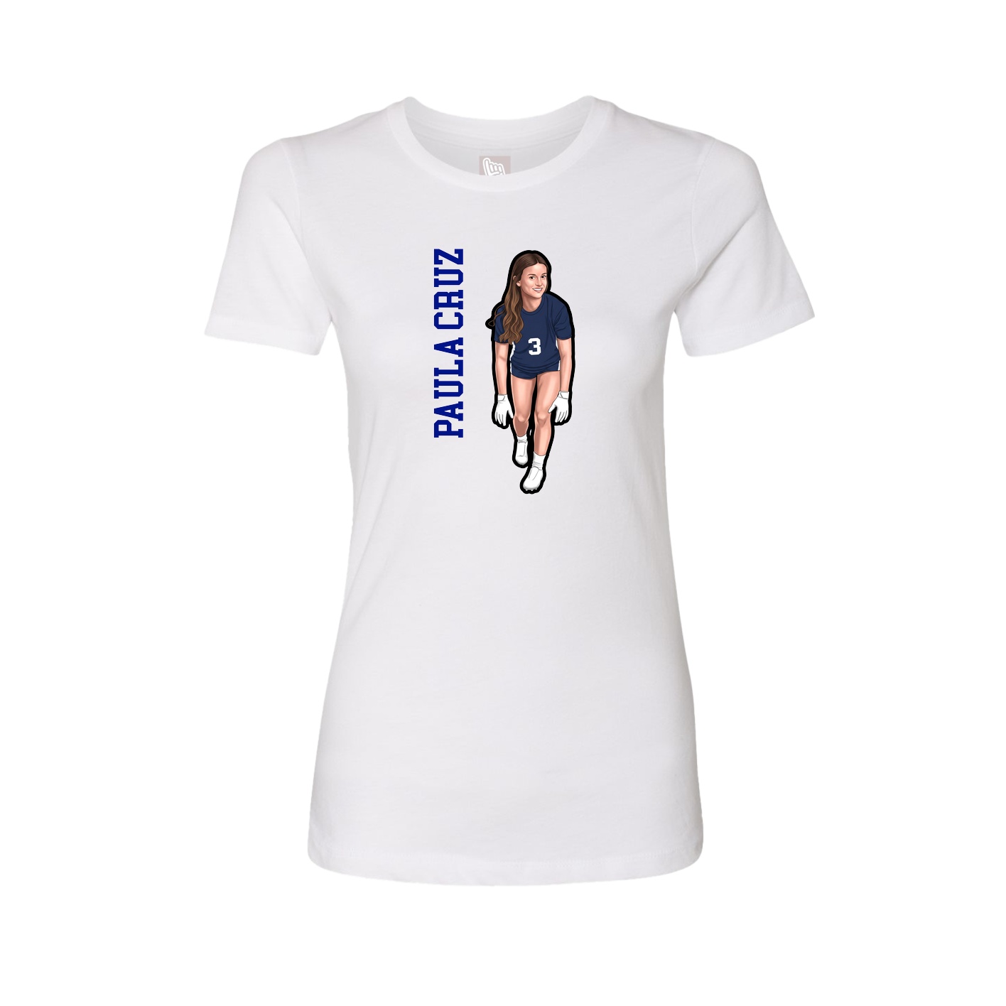 Womens Tee — Name Vertical in White