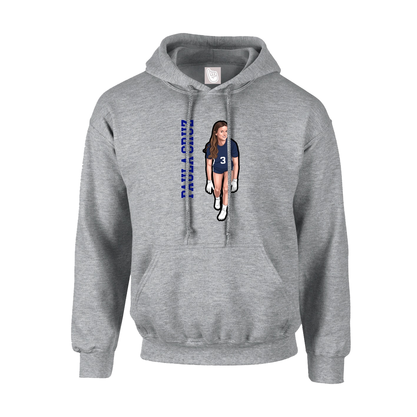 Youth Hoodie — Name Vertical in Grey