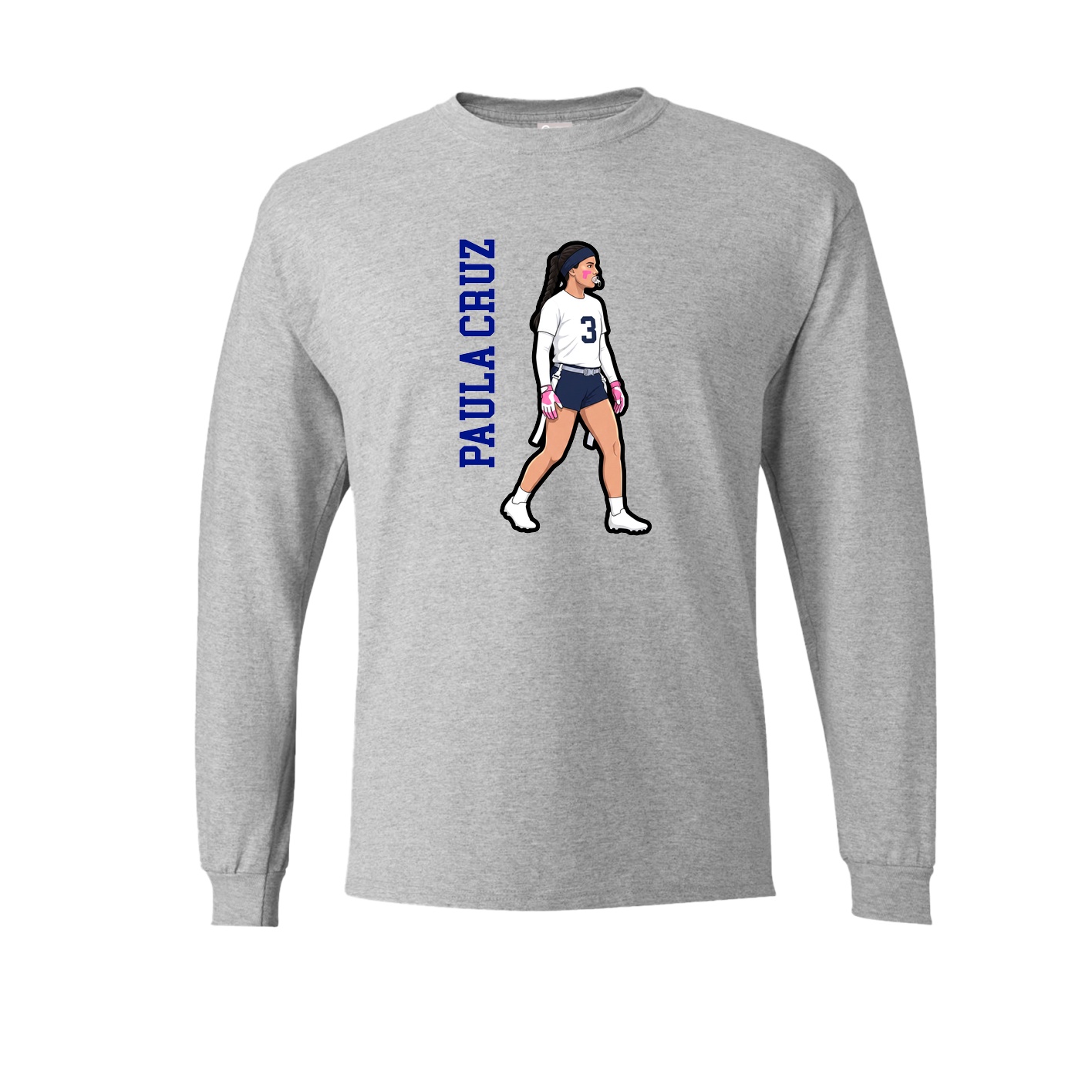 Long Sleeve Tee — Name Vertical in Grey