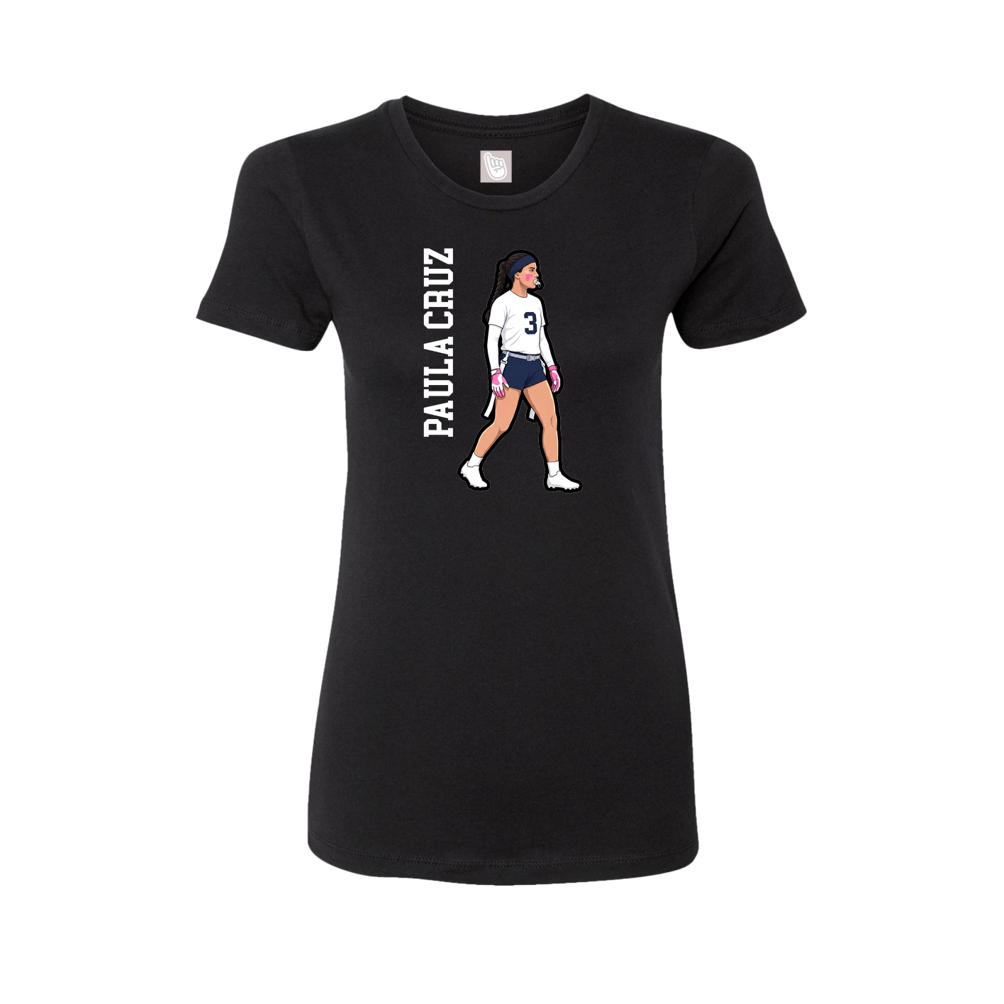 Womens Tee — Name Vertical in Black