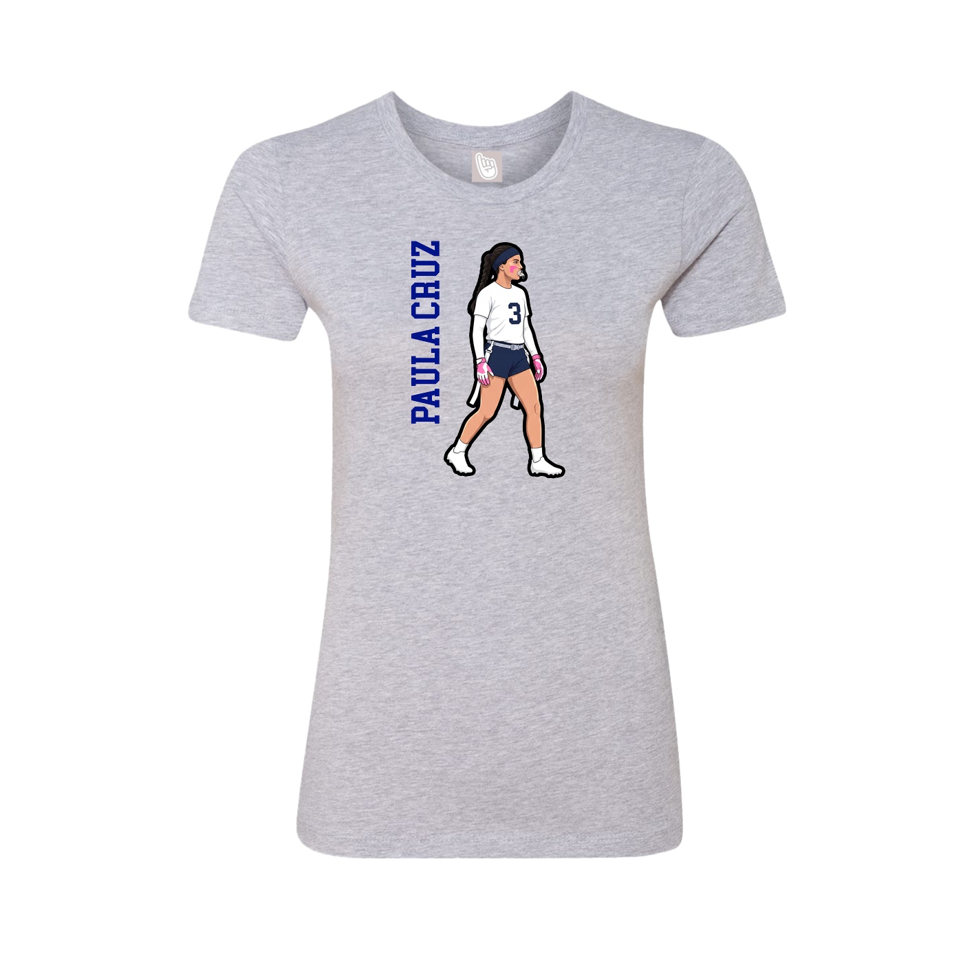 Fitted Women's Tee — Name Vertical in Grey