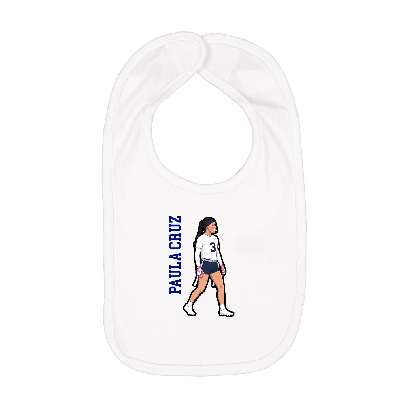 Infant Bib — Name Vertical in White