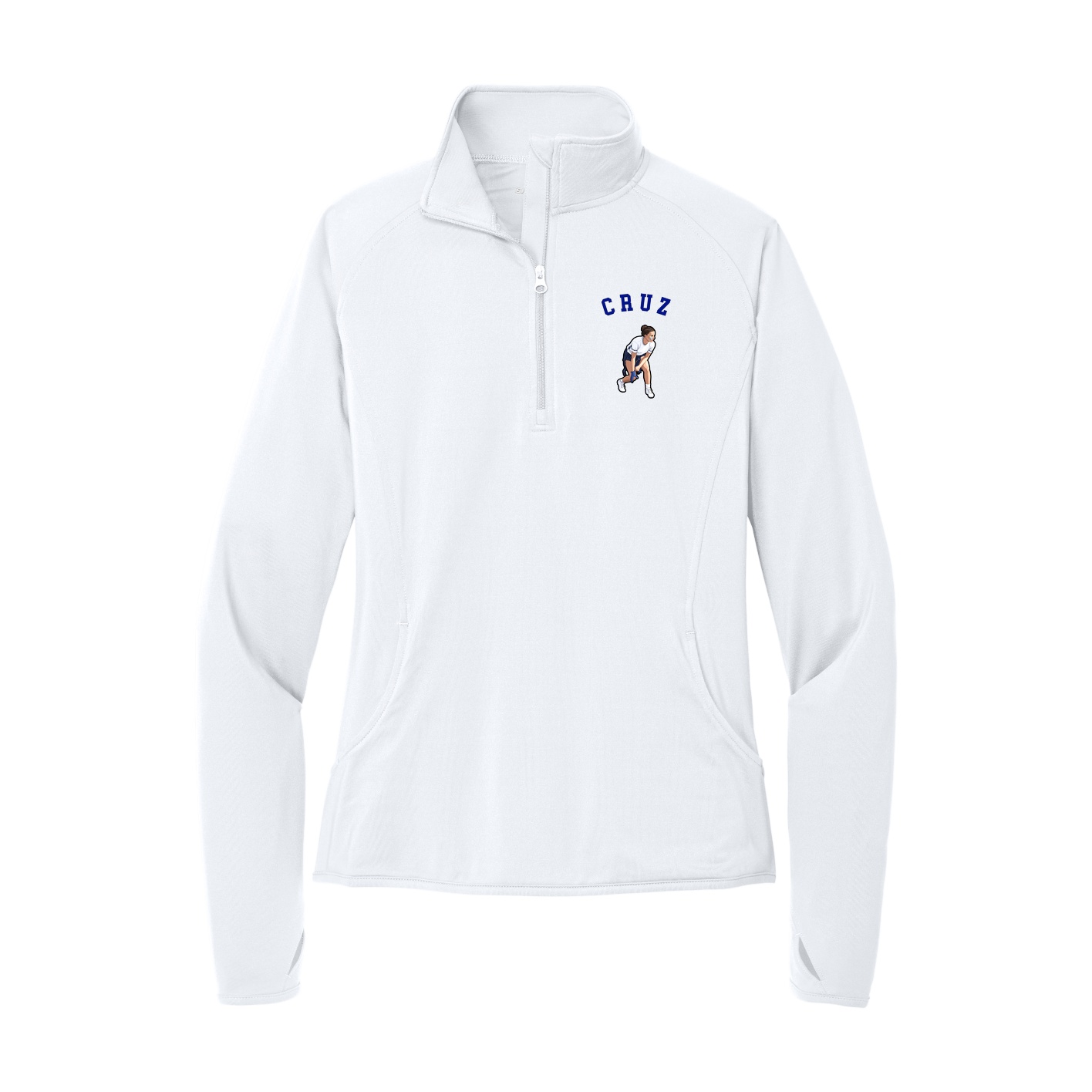 Women's Q-Zip Pullover — Shirsey Arch in White