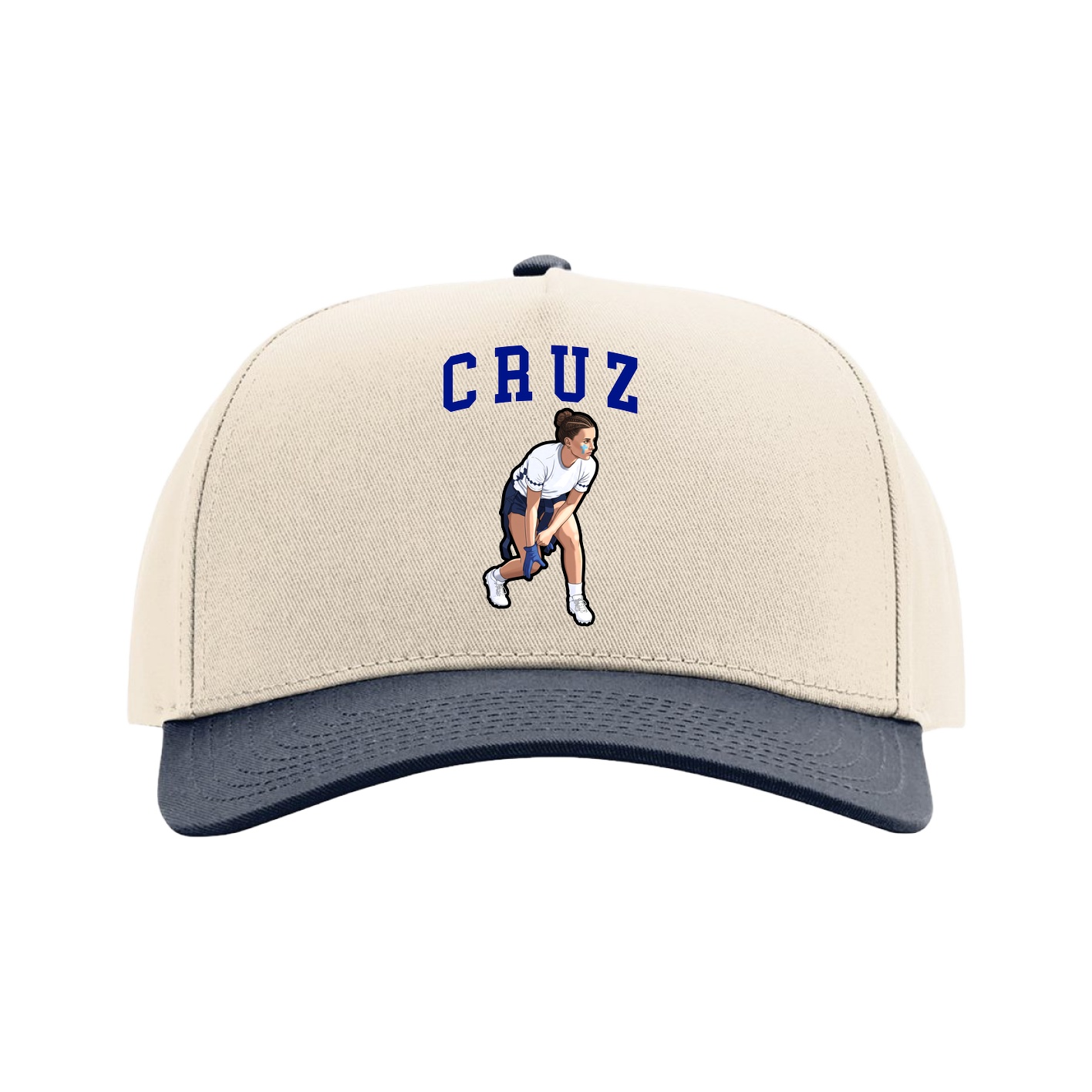 Full Fabric Five-Panel Champ Cap — Shirsey in Cream/Navy
