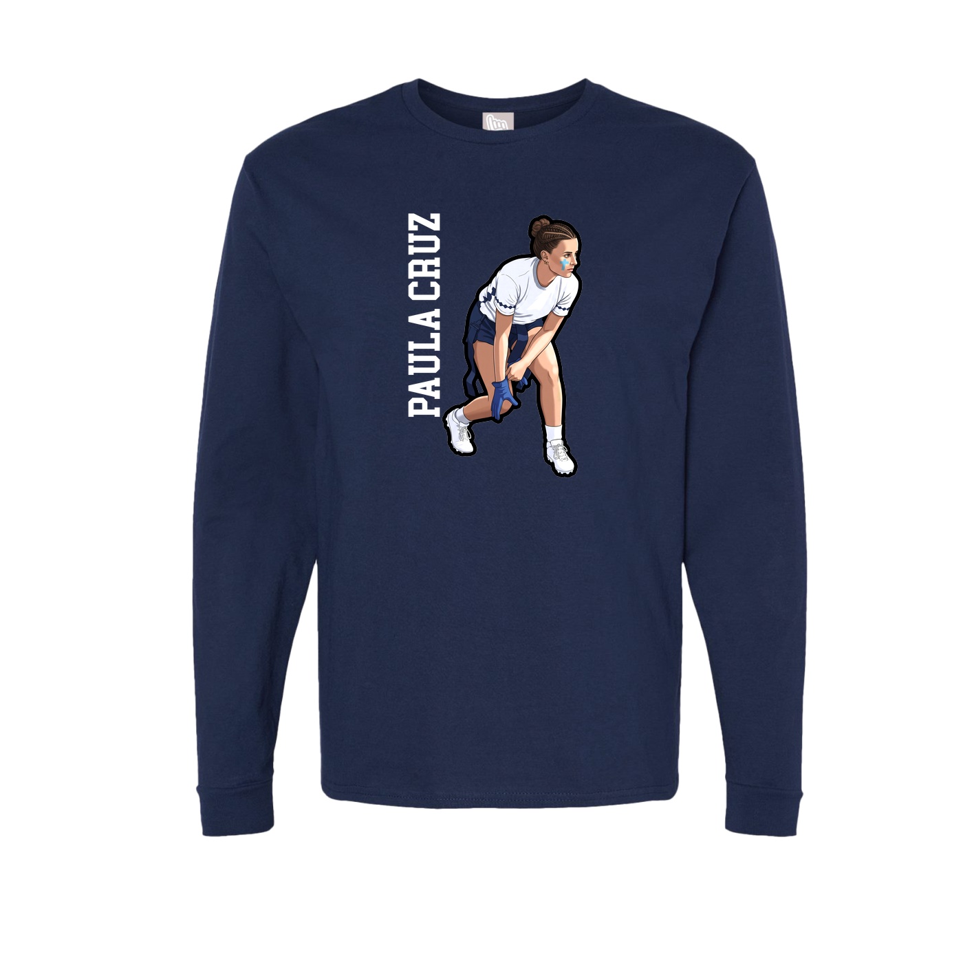 Long Sleeve Tee — Name Vertical in Navy