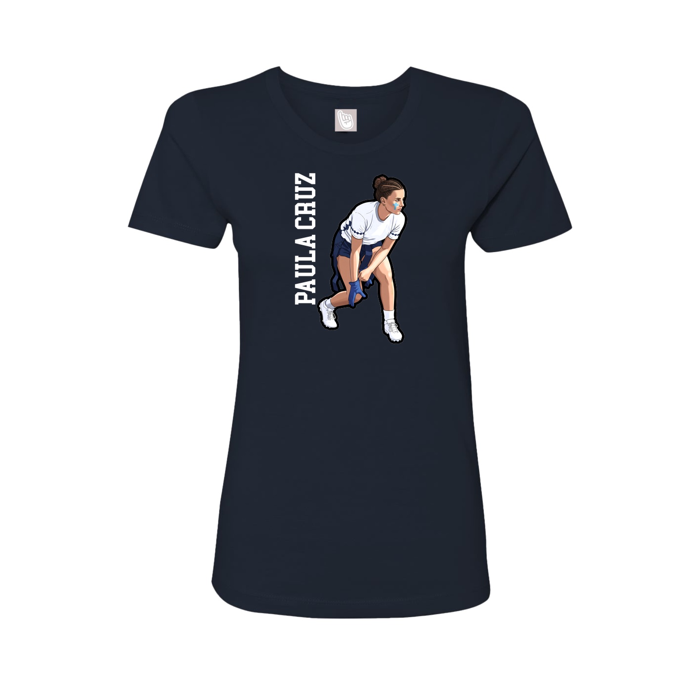 Womens Tee — Name Vertical in Navy
