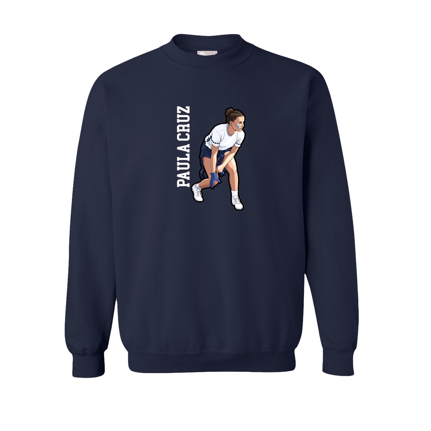 Fleece Crew — Name Vertical in Navy