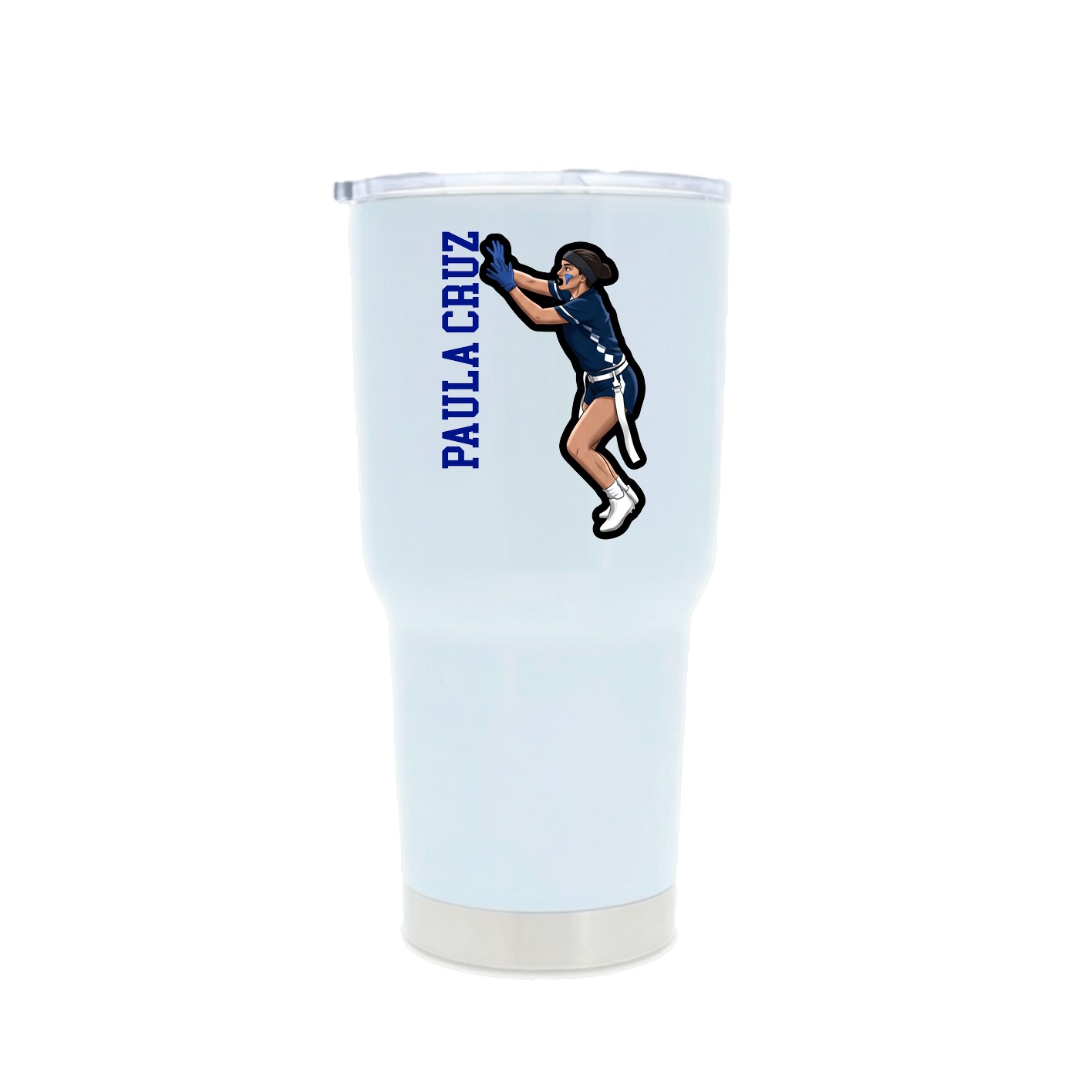 30oz Stainless Steel Tumbler — Name Vertical in White