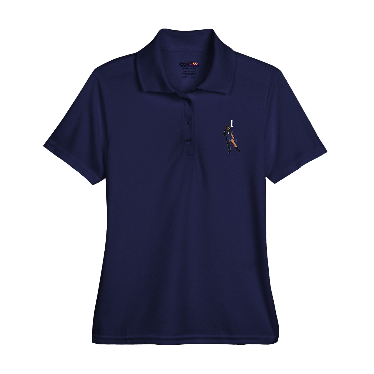 Womens Performance Polo — Number Top in Navy