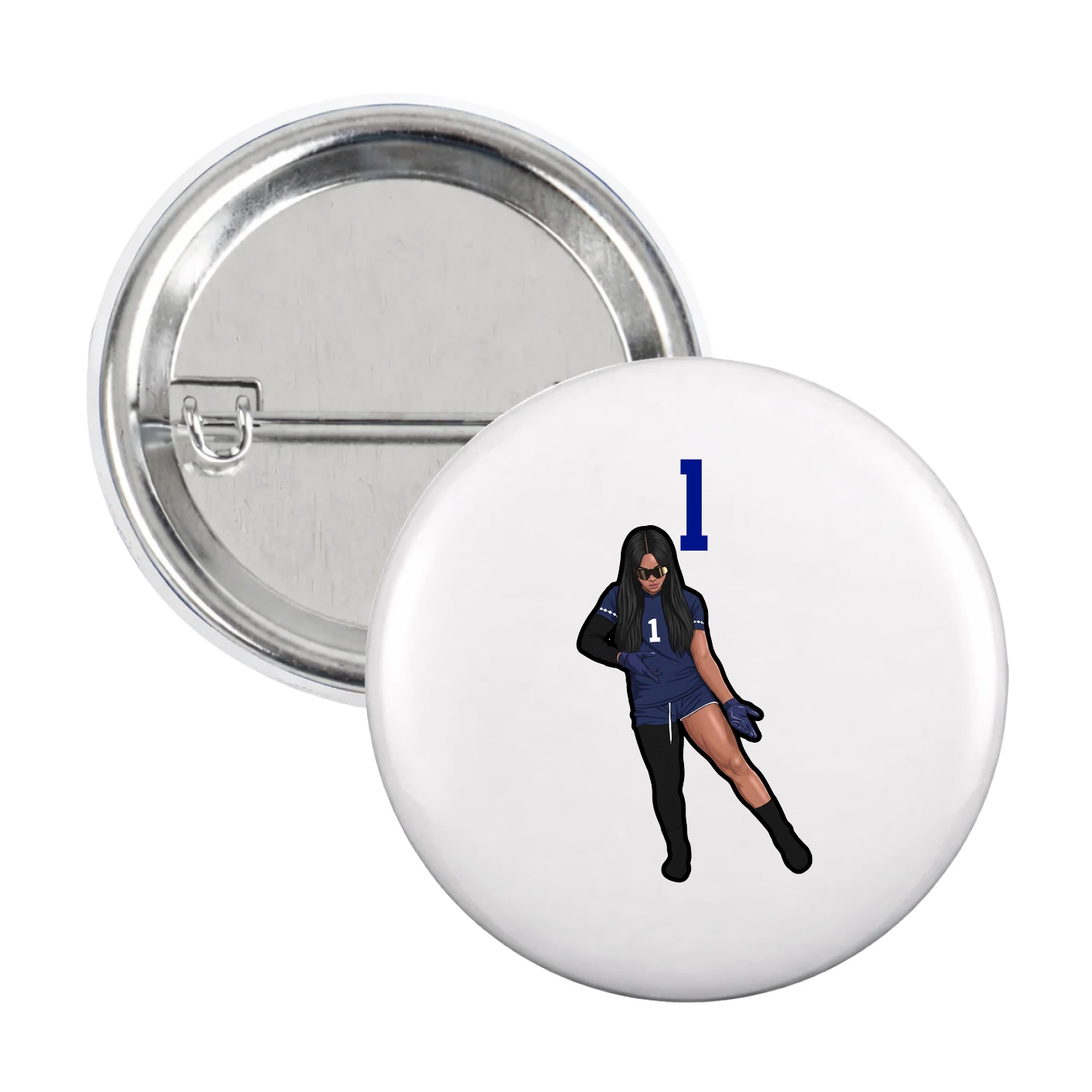 Game Day Button — Number Top in White