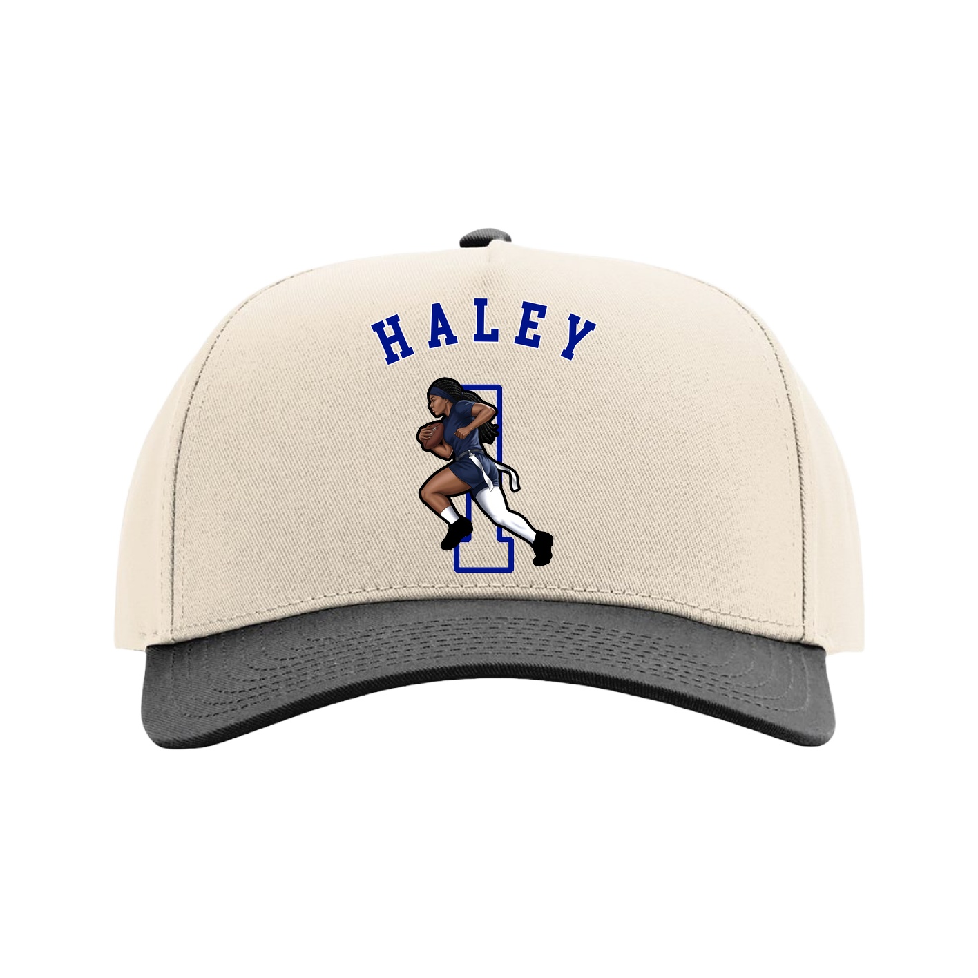 Full Fabric Five-Panel Champ Cap — Shirsey Arch in Cream/Black