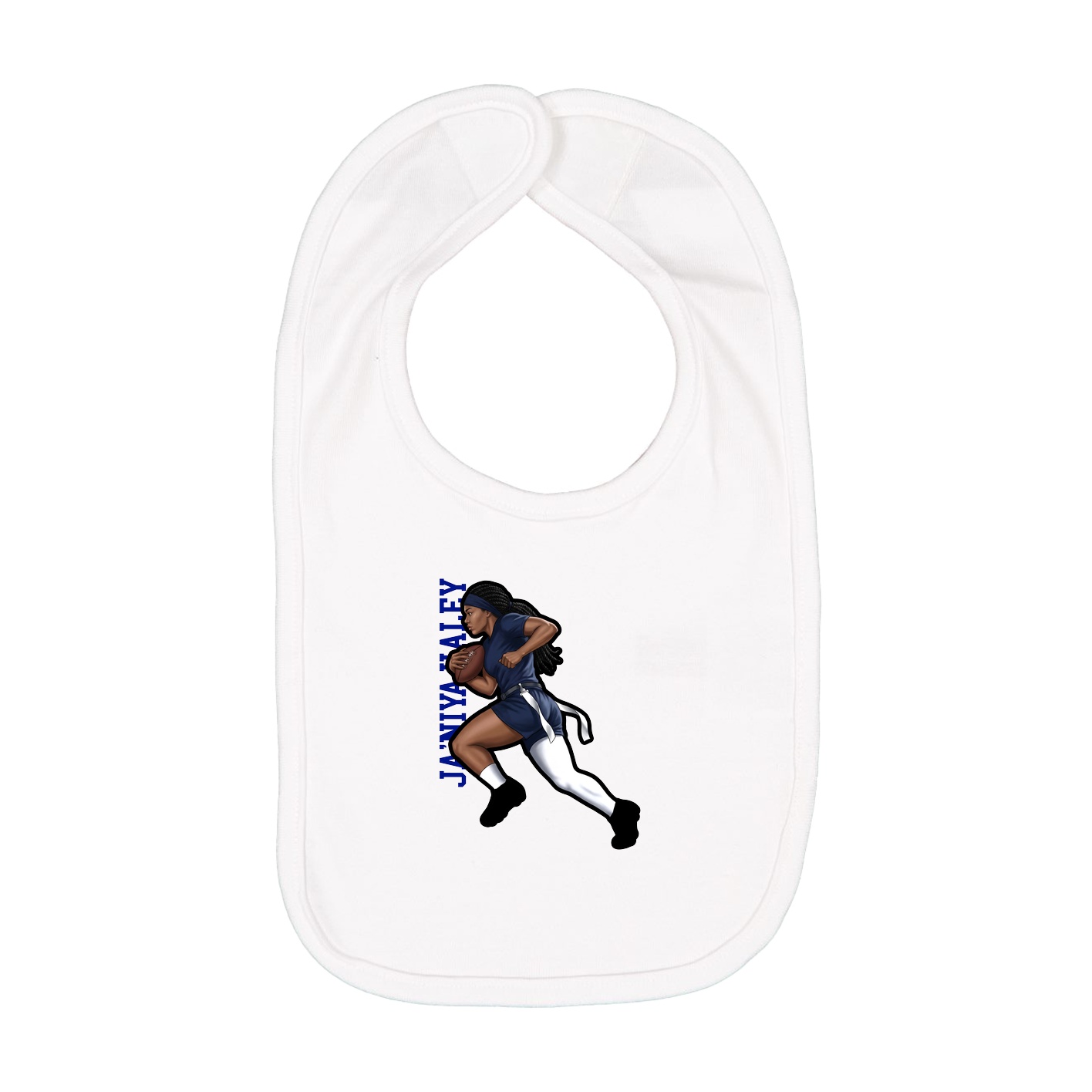 Infant Bib — Name Vertical in White
