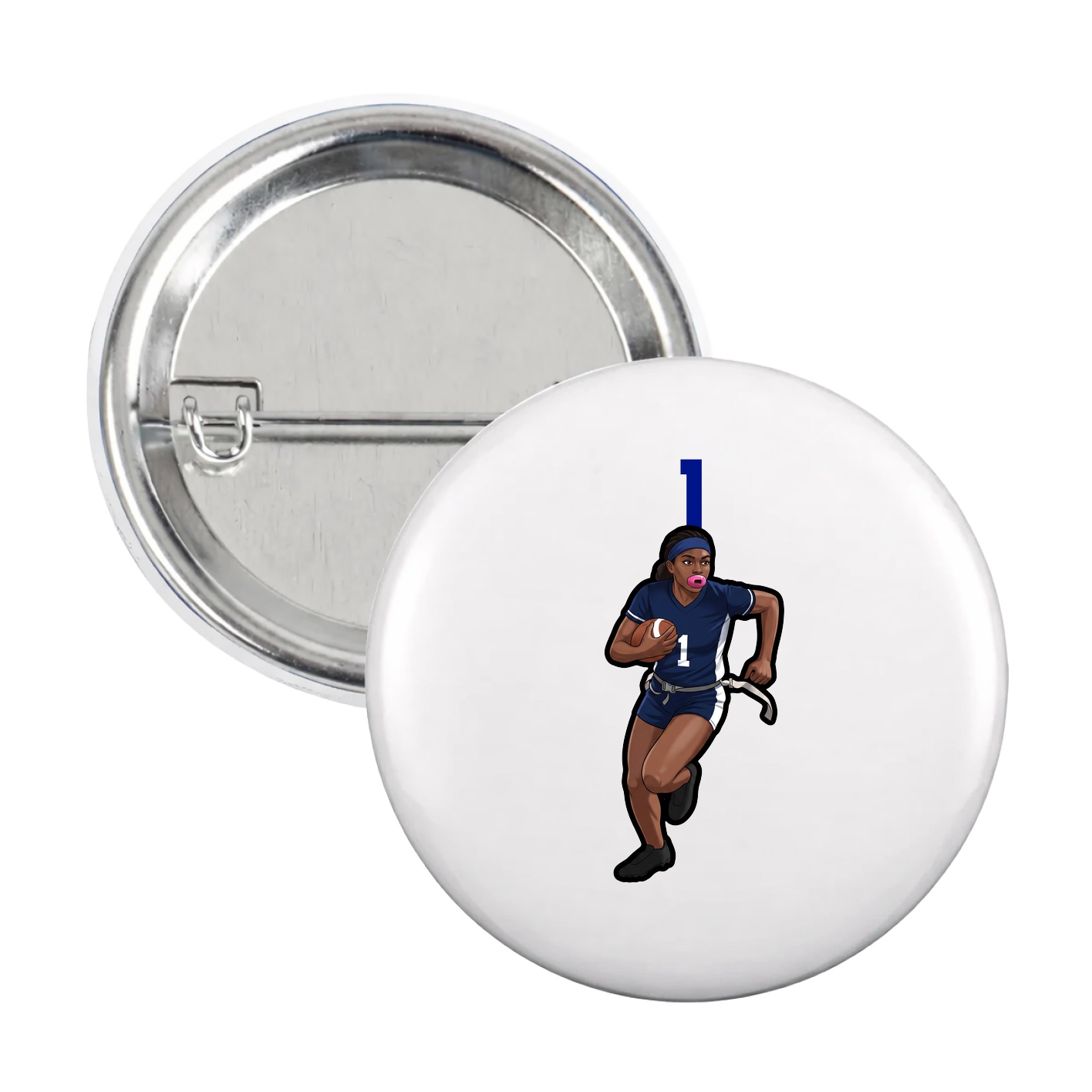 Game Day Button — Number Top in White