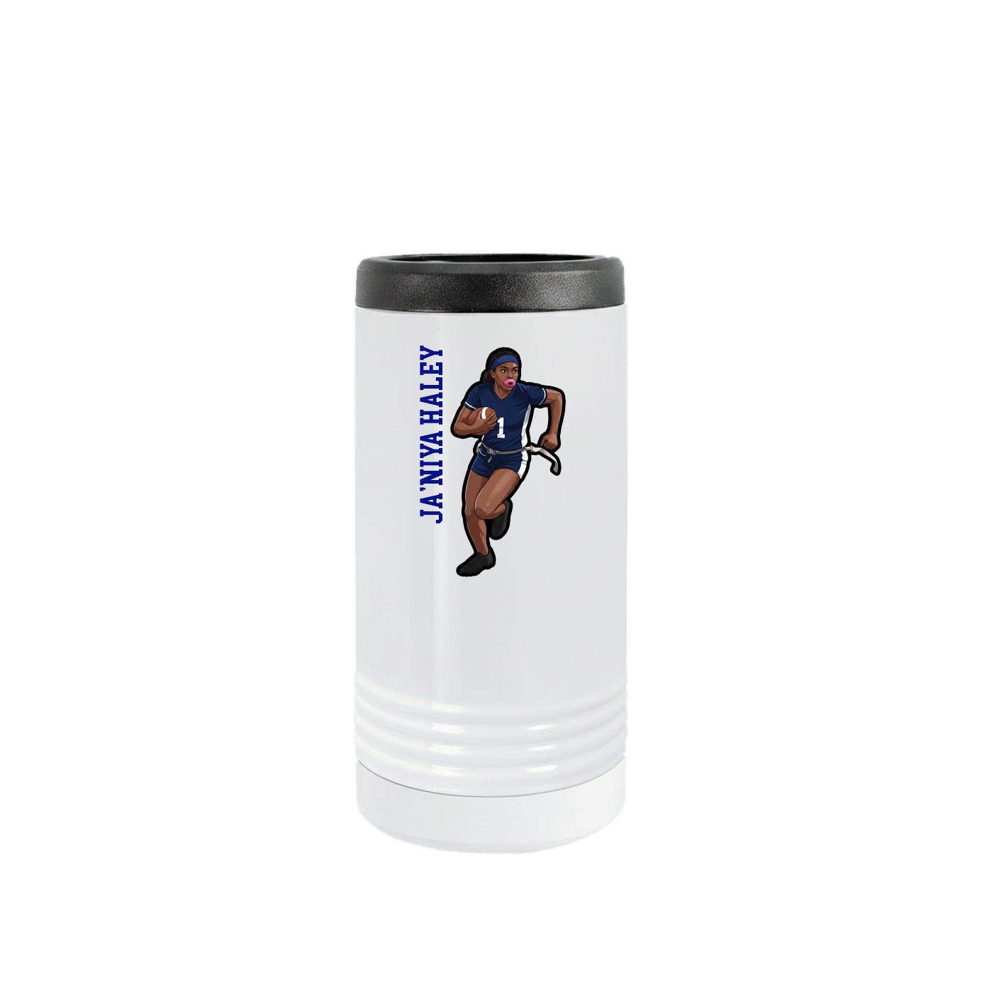 Slim Beverage Holder — Name Vertical in White