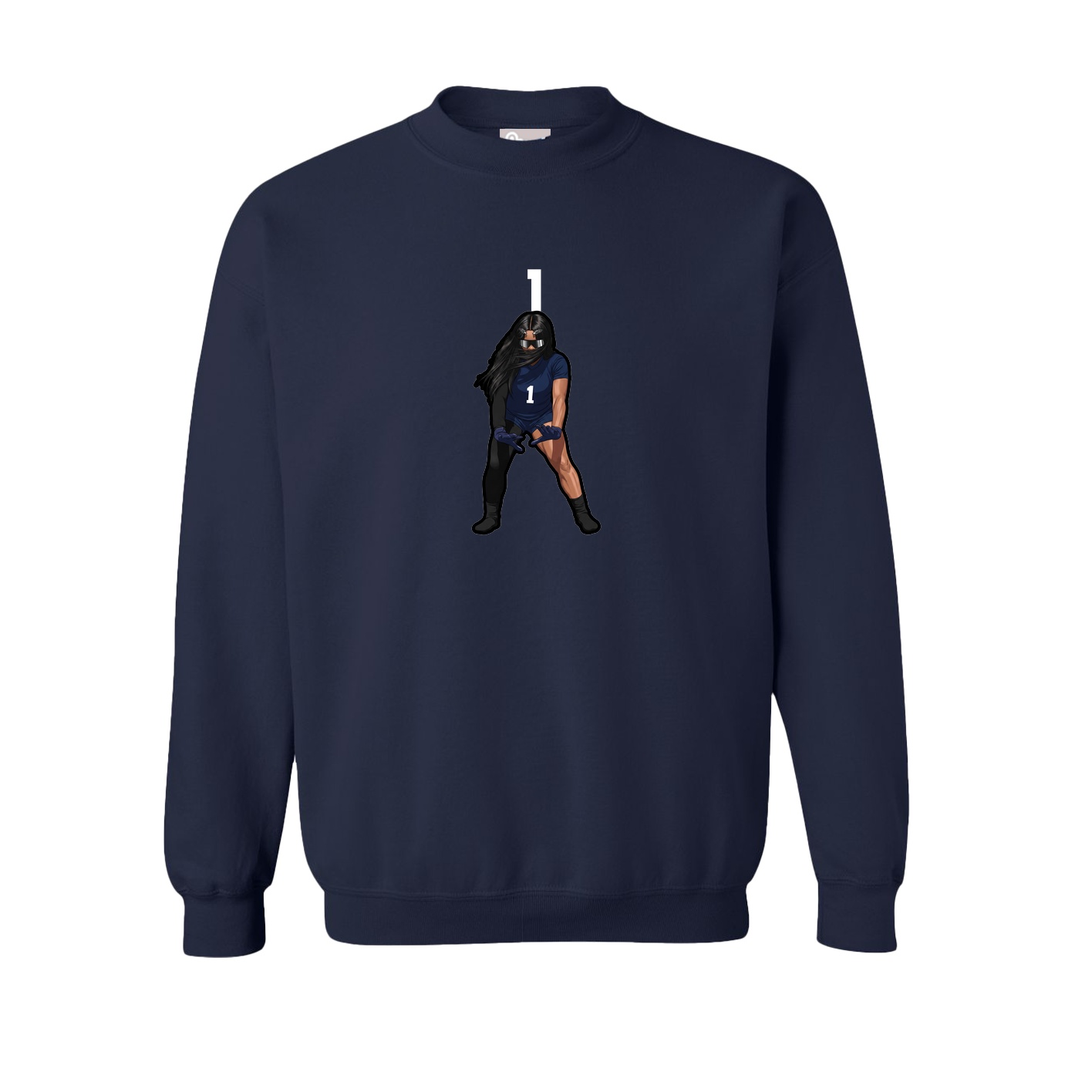 Fleece Crew — Number Top in Navy
