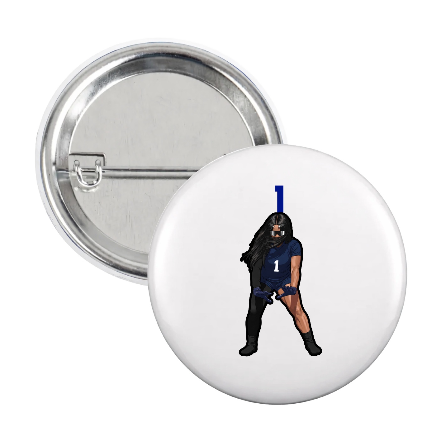 Game Day Button — Number Top in White