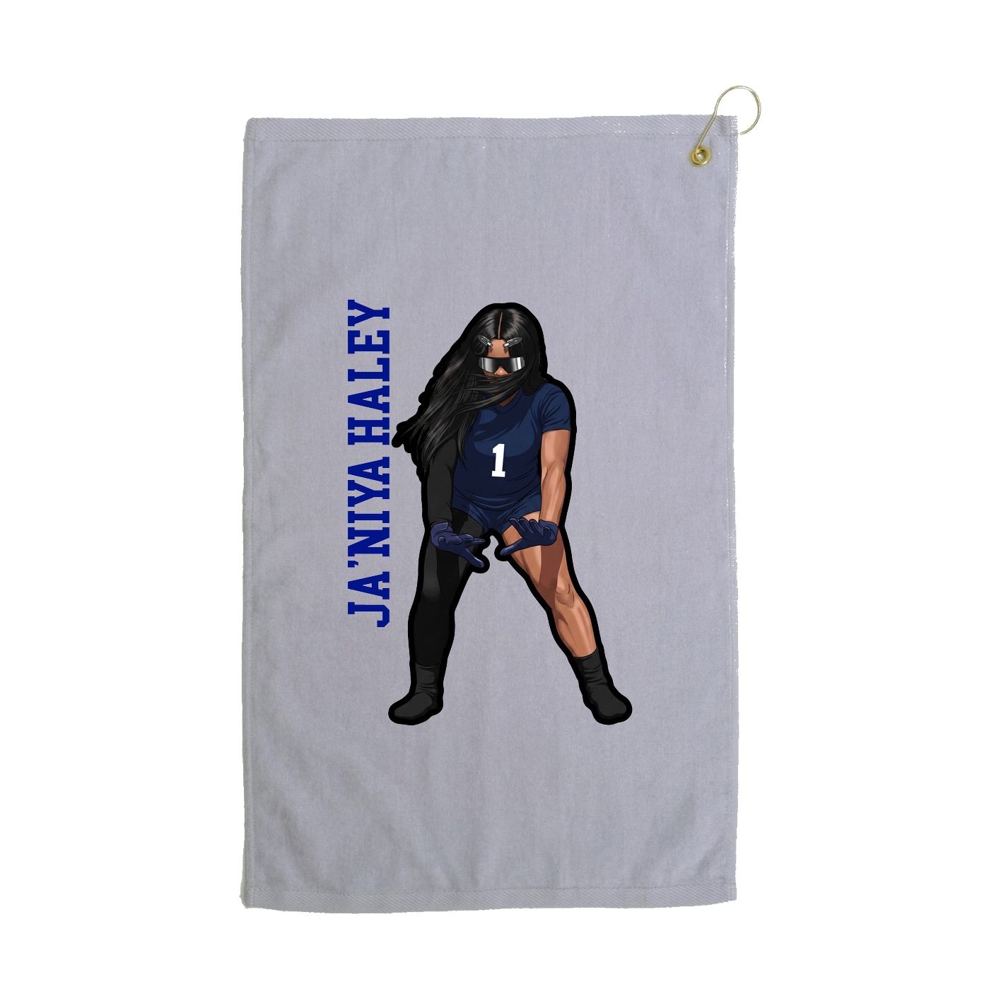 Golf Towel — Name Vertical in Grey