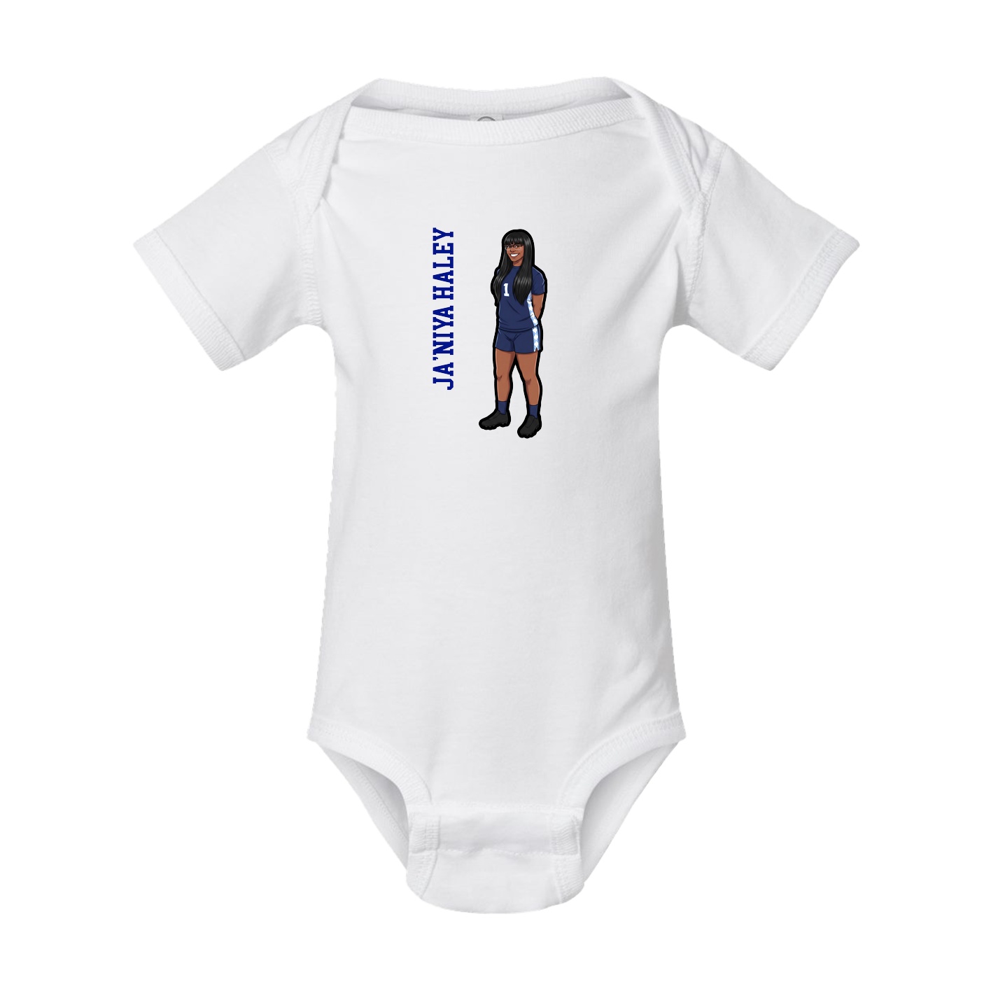 Baby Onesie — Name Vertical in White