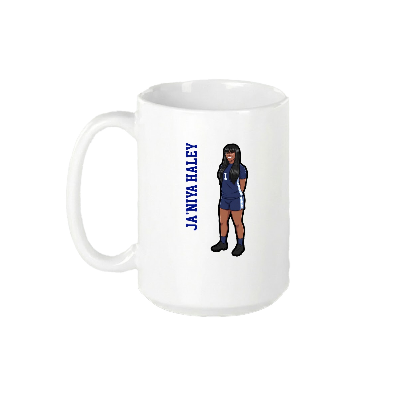 15oz Coffee Mug — Name Vertical in White