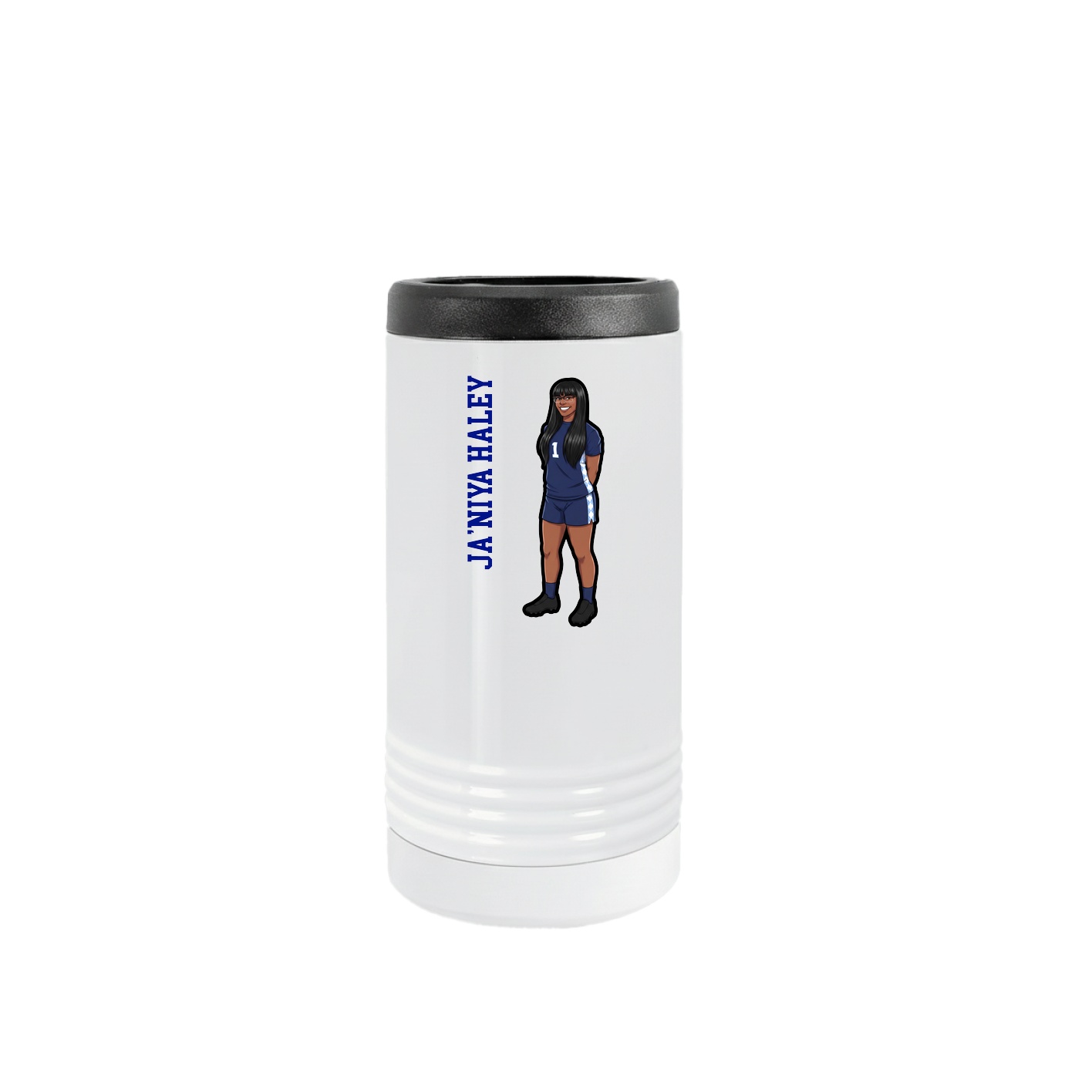 Slim Beverage Holder — Name Vertical in White