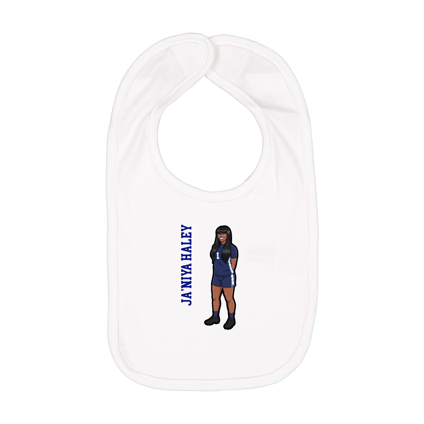 Infant Bib — Name Vertical in White