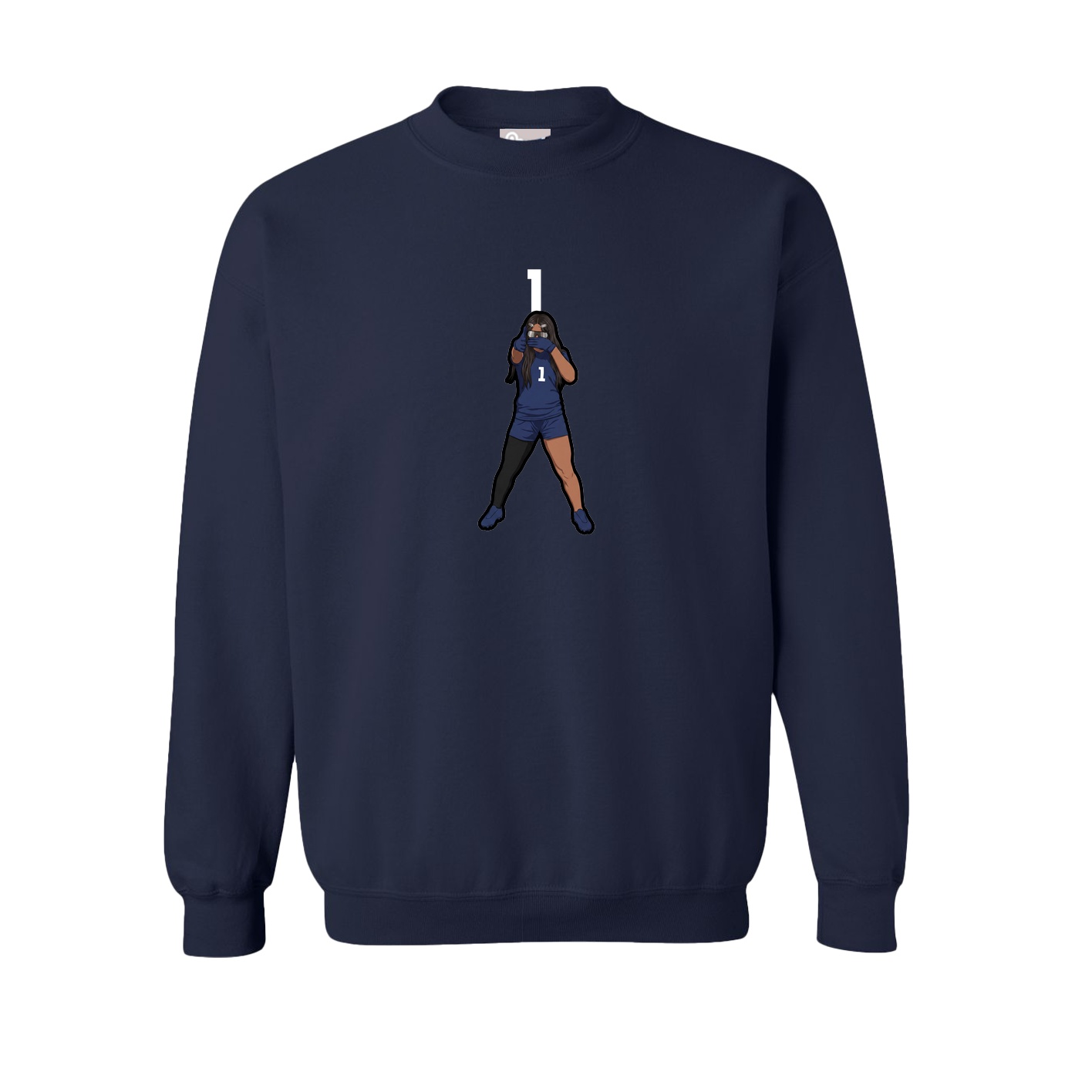 Fleece Crew — Number Top in Navy