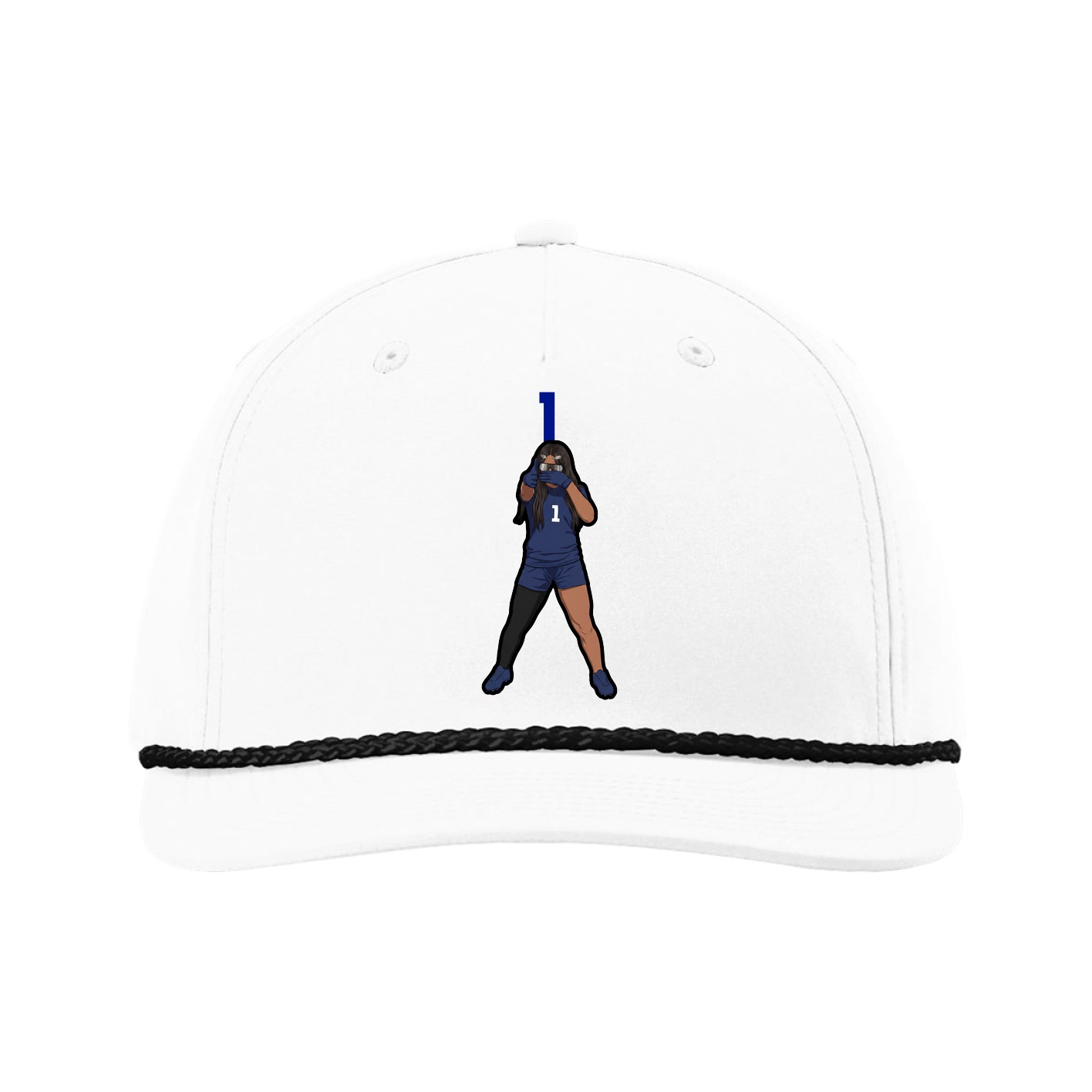 Five-Panel Classic Rope Cap — Number Top in White