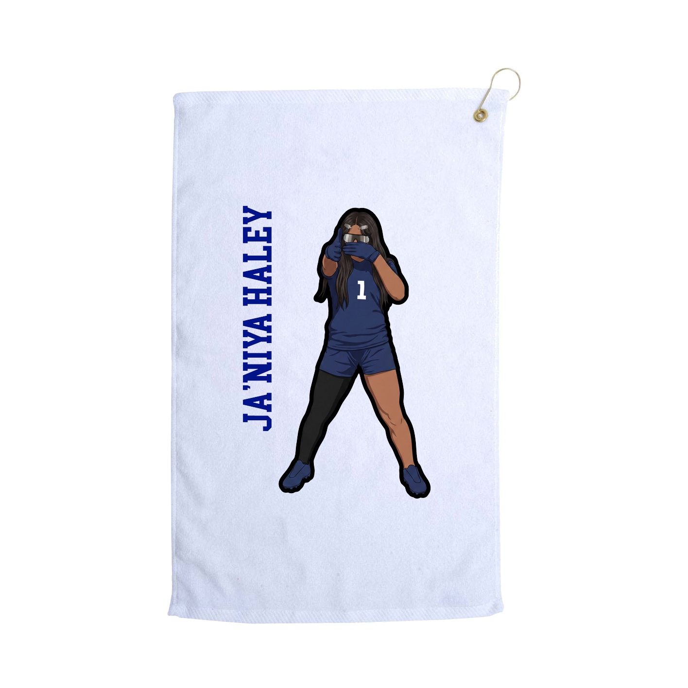 Golf Towel — Name Vertical in White