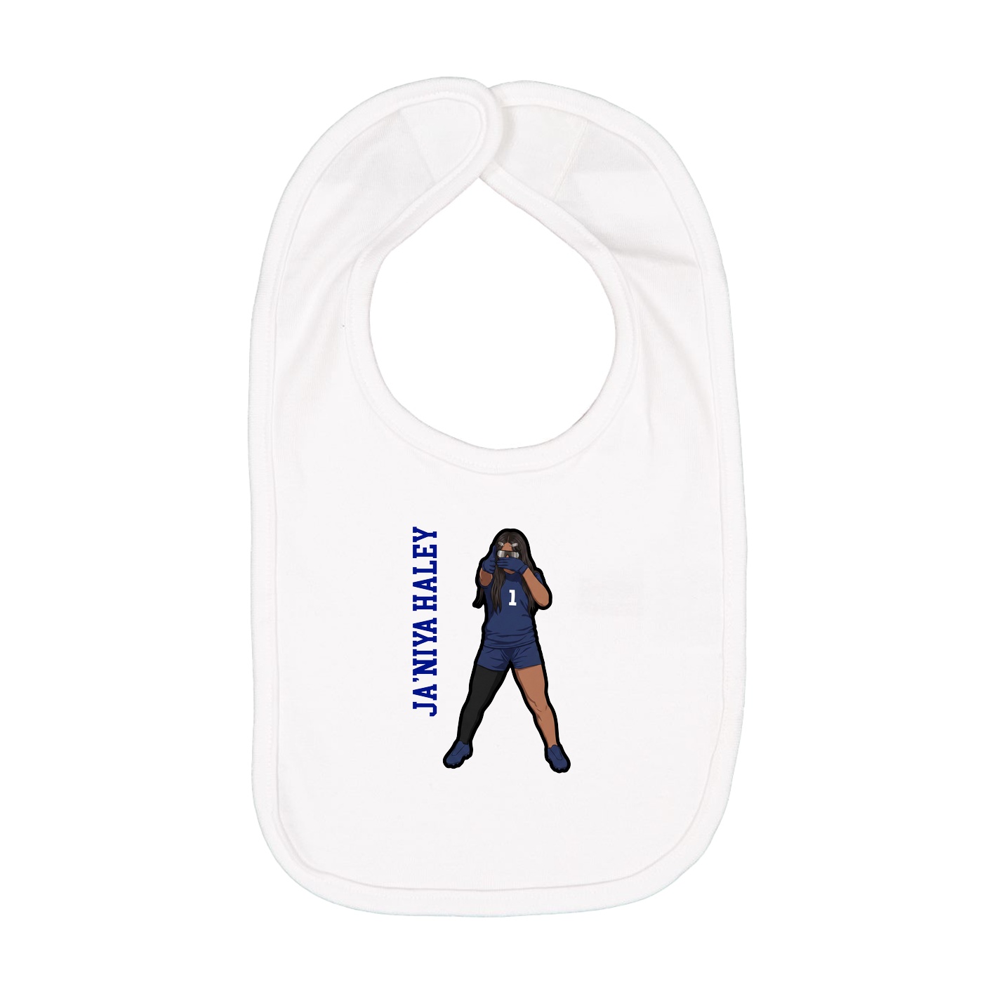 Infant Bib — Name Vertical in White