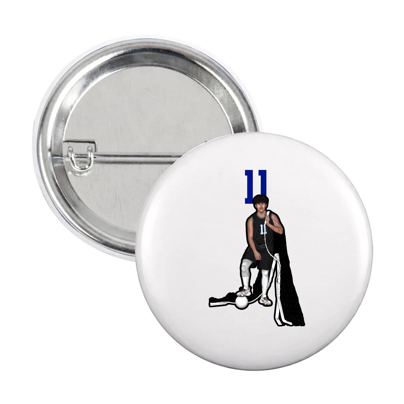 Game Day Button — Number Top in White