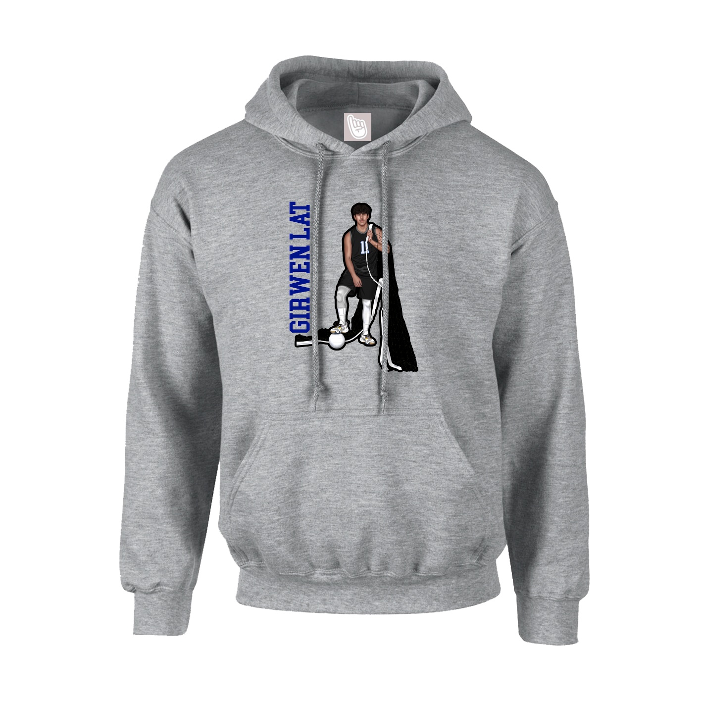 Youth Hoodie — Name Vertical in Grey