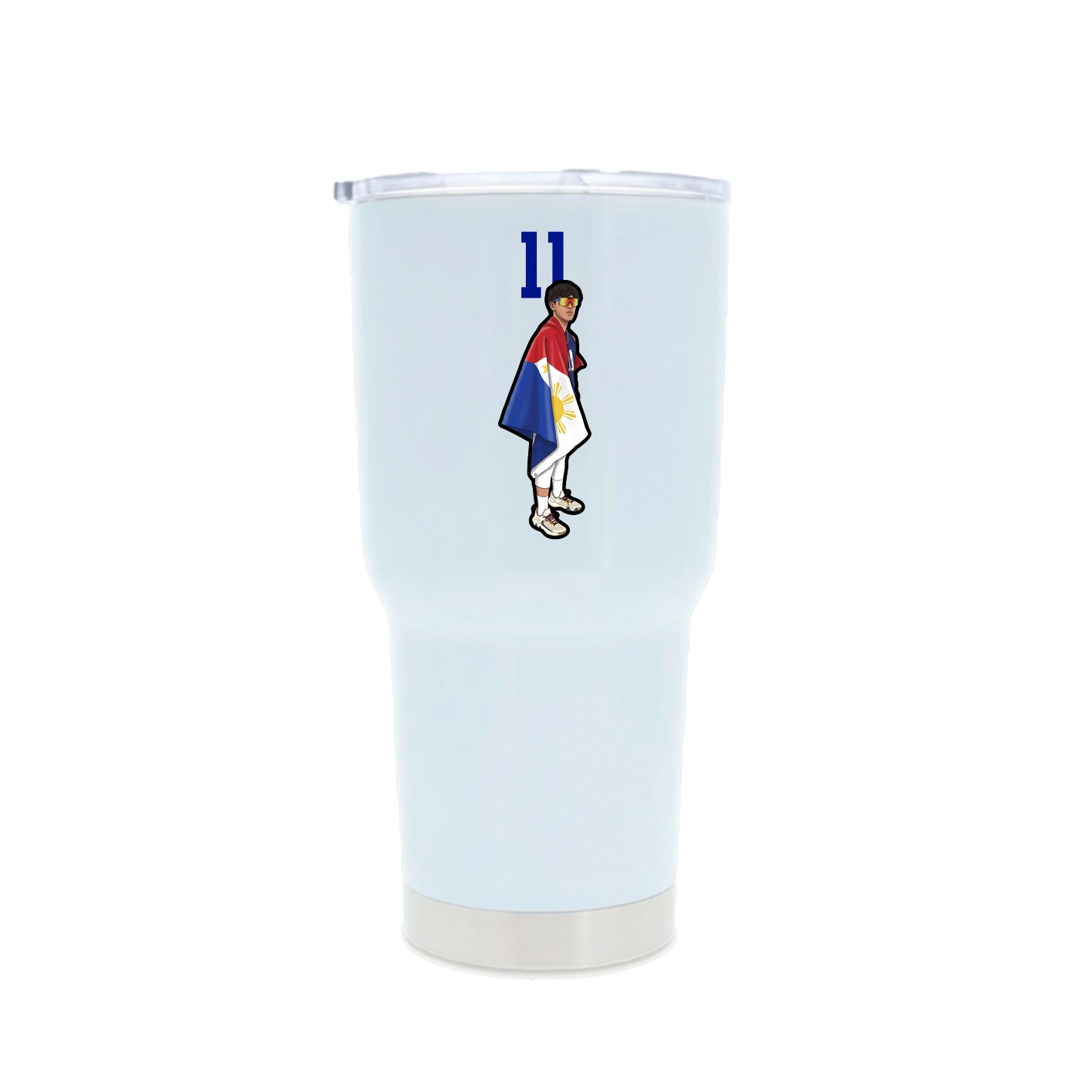 30oz Stainless Steel Tumbler — Number Top in White