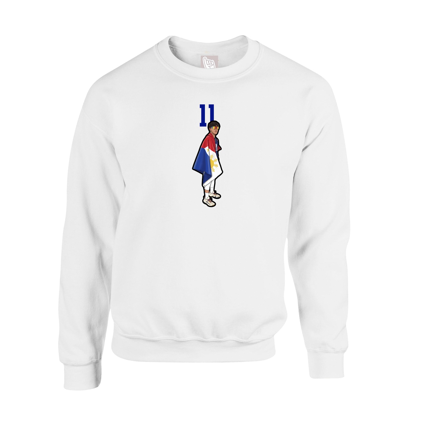 Fleece Crew — Number Top in White