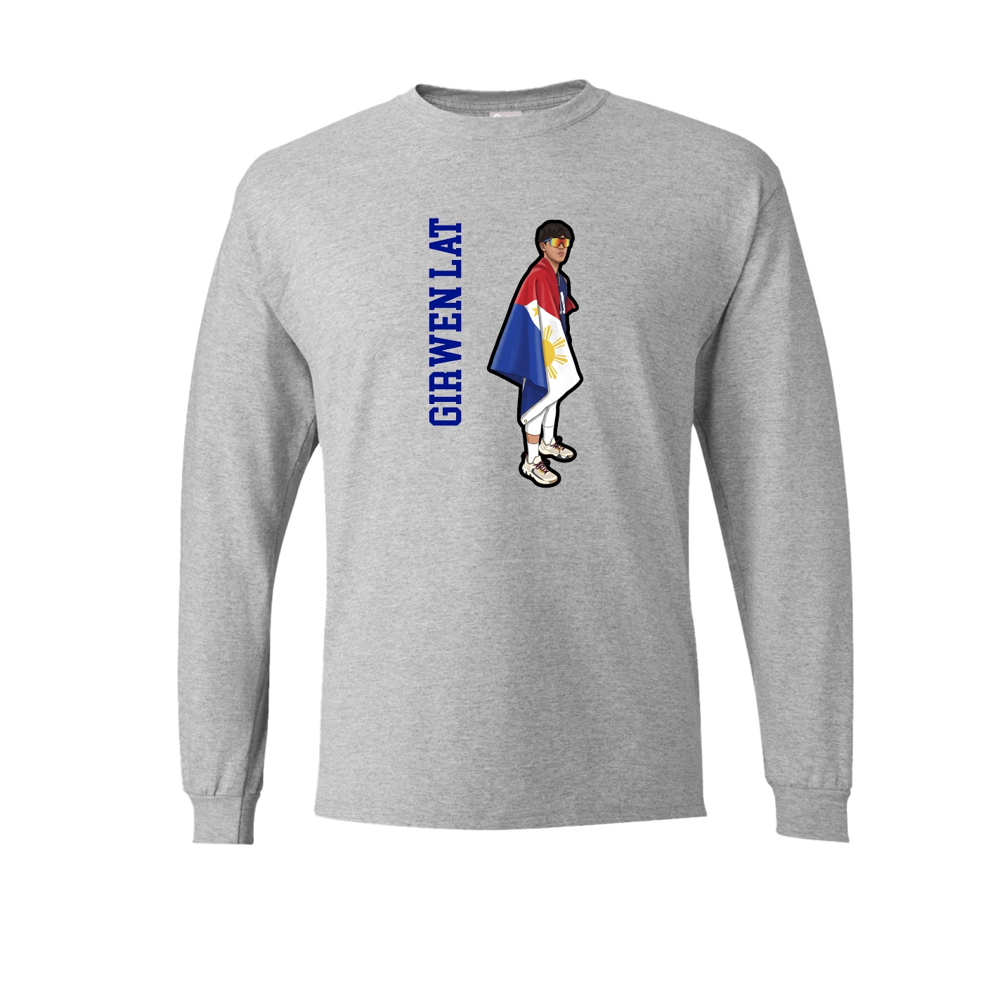 Long Sleeve Tee — Name Vertical in Grey