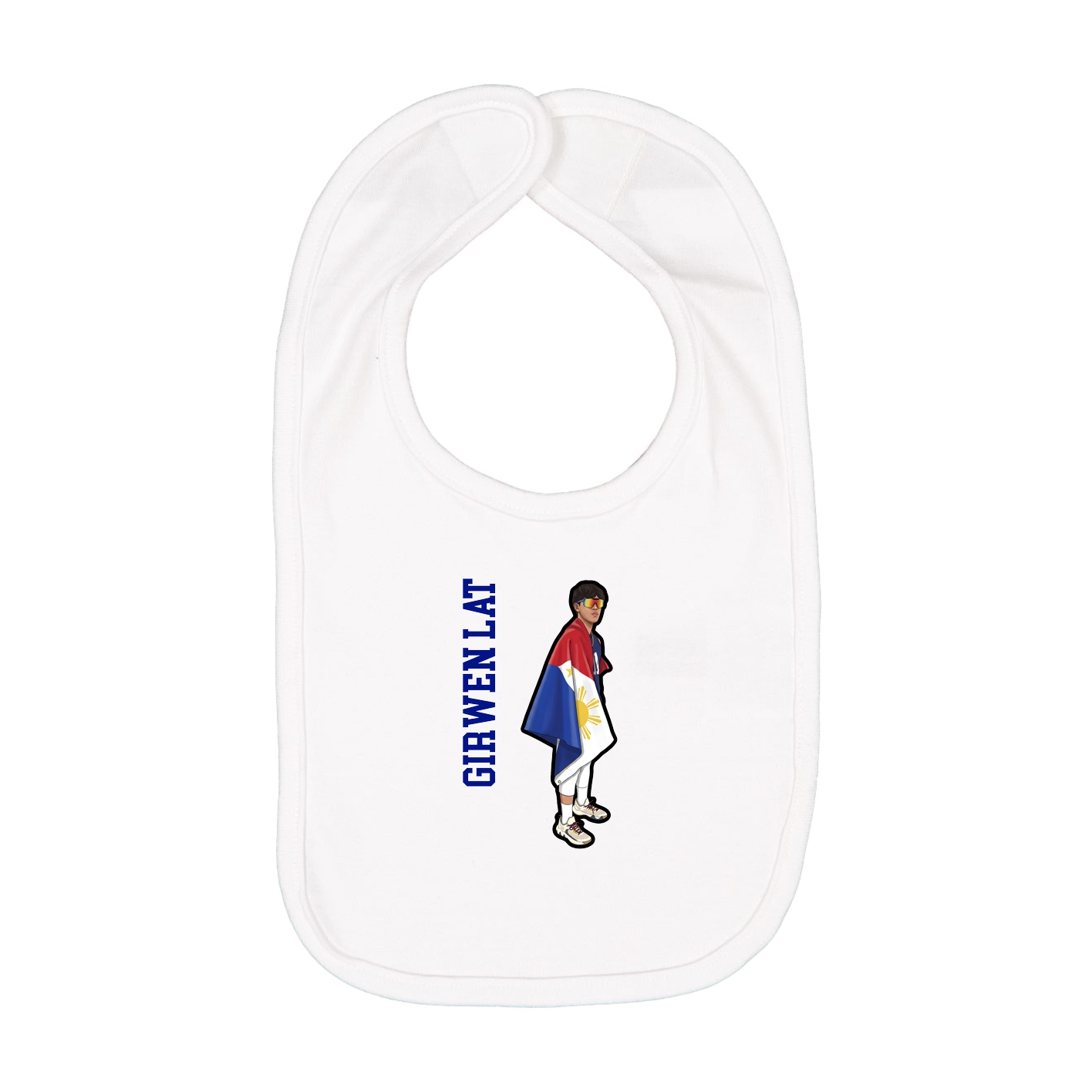 Infant Bib — Name Vertical in White