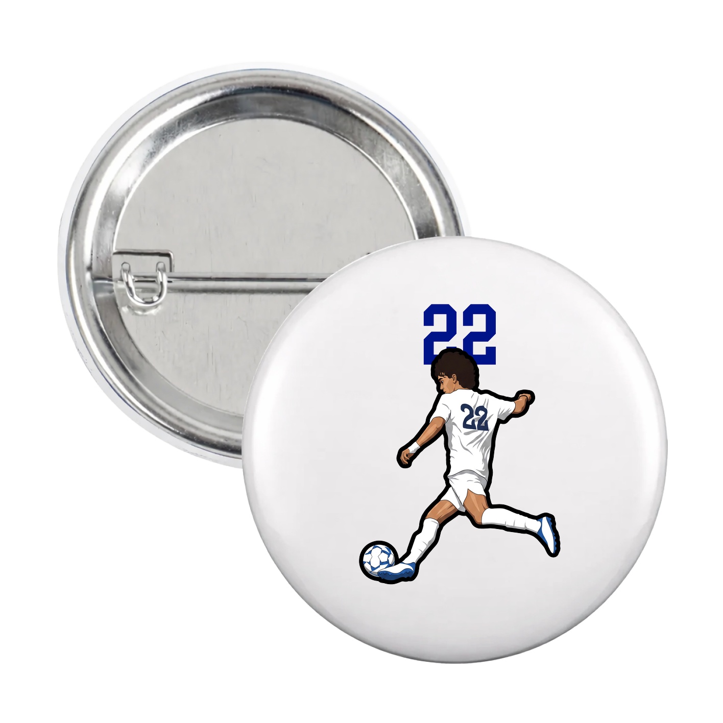 Game Day Button — Number Top in White