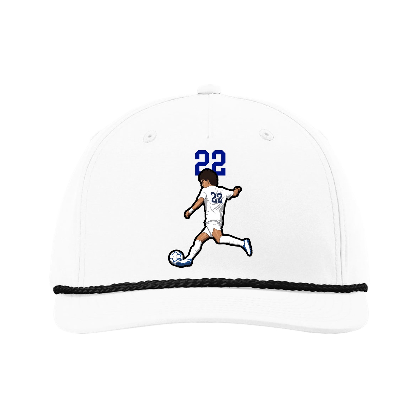 Five-Panel Classic Rope Cap — Number Top in White