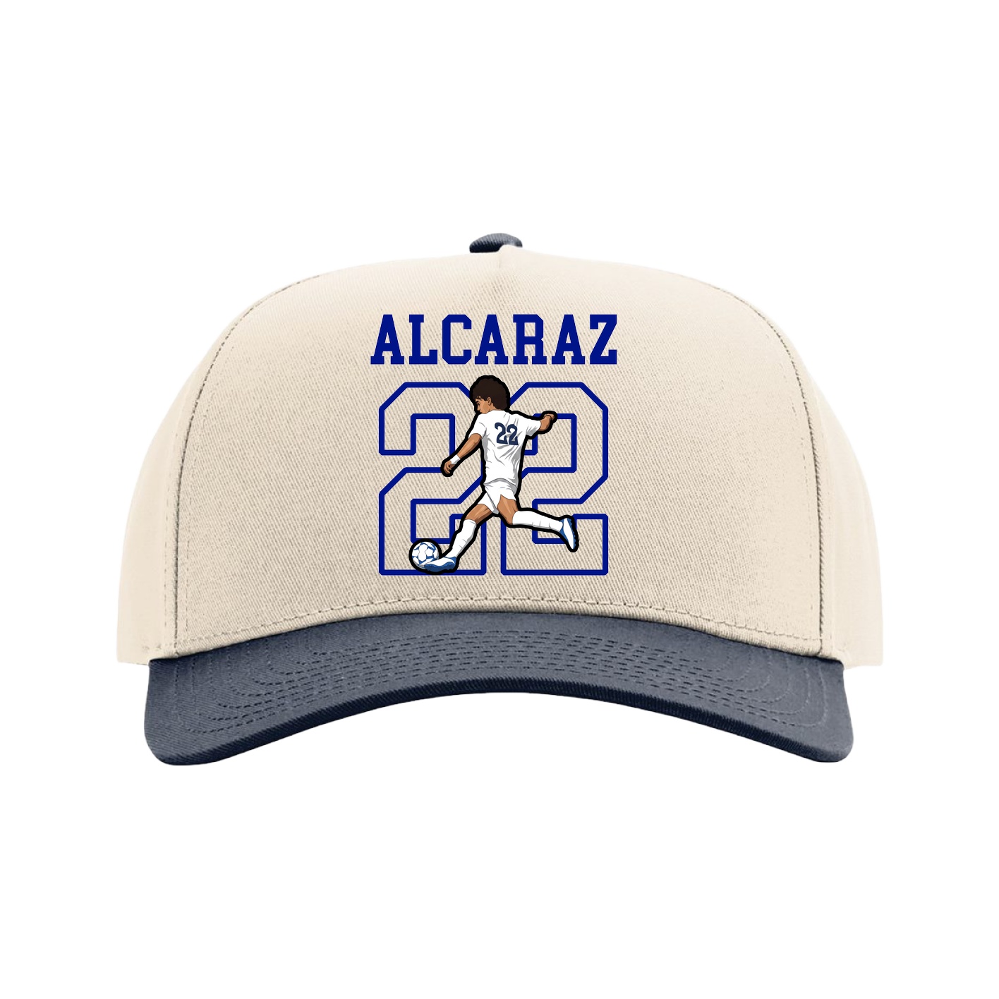 Full Fabric Five-Panel Champ Cap — Shirsey in Cream/Navy