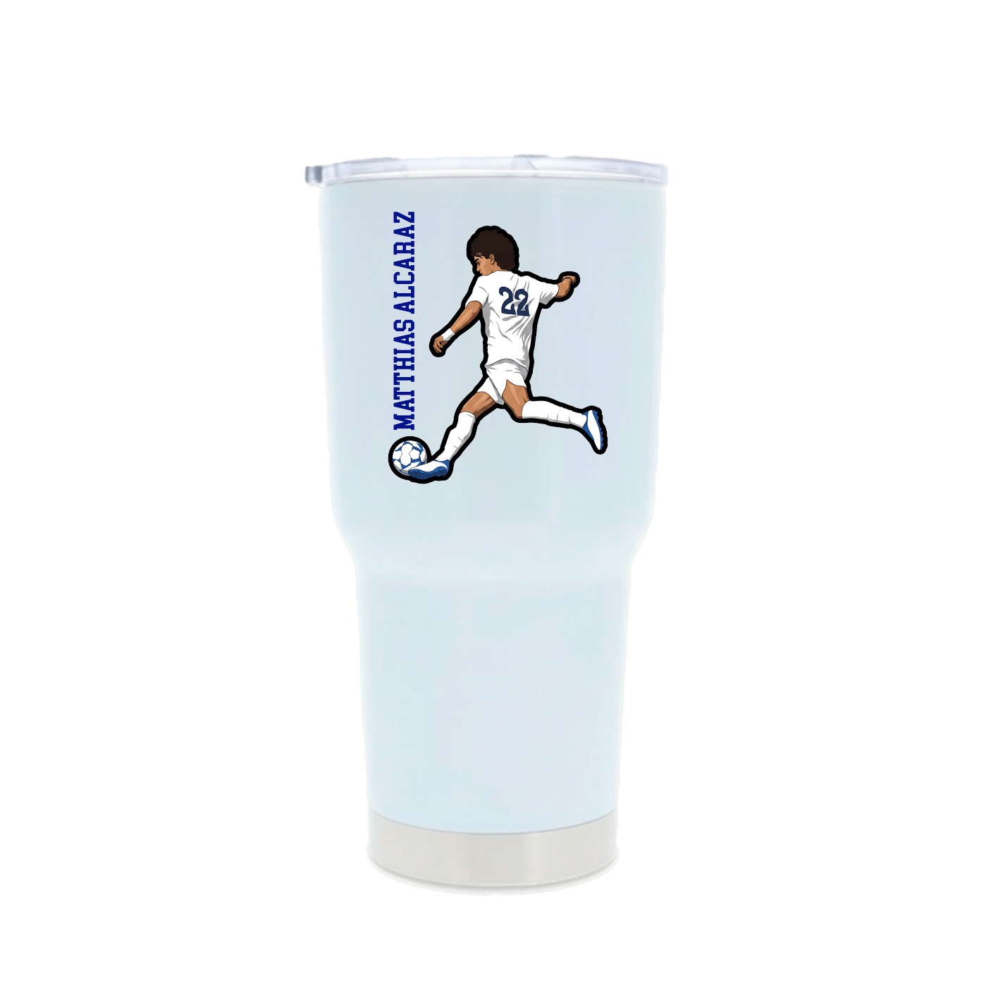30oz Stainless Steel Tumbler — Name Vertical in White