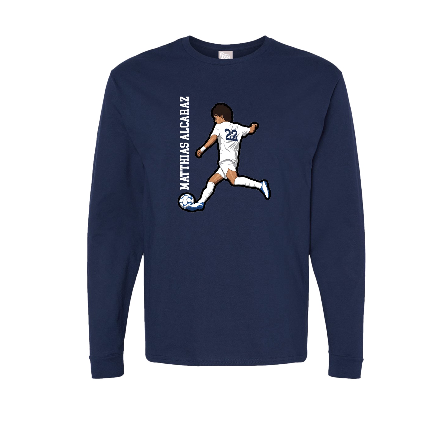 Long Sleeve Tee — Name Vertical in Navy