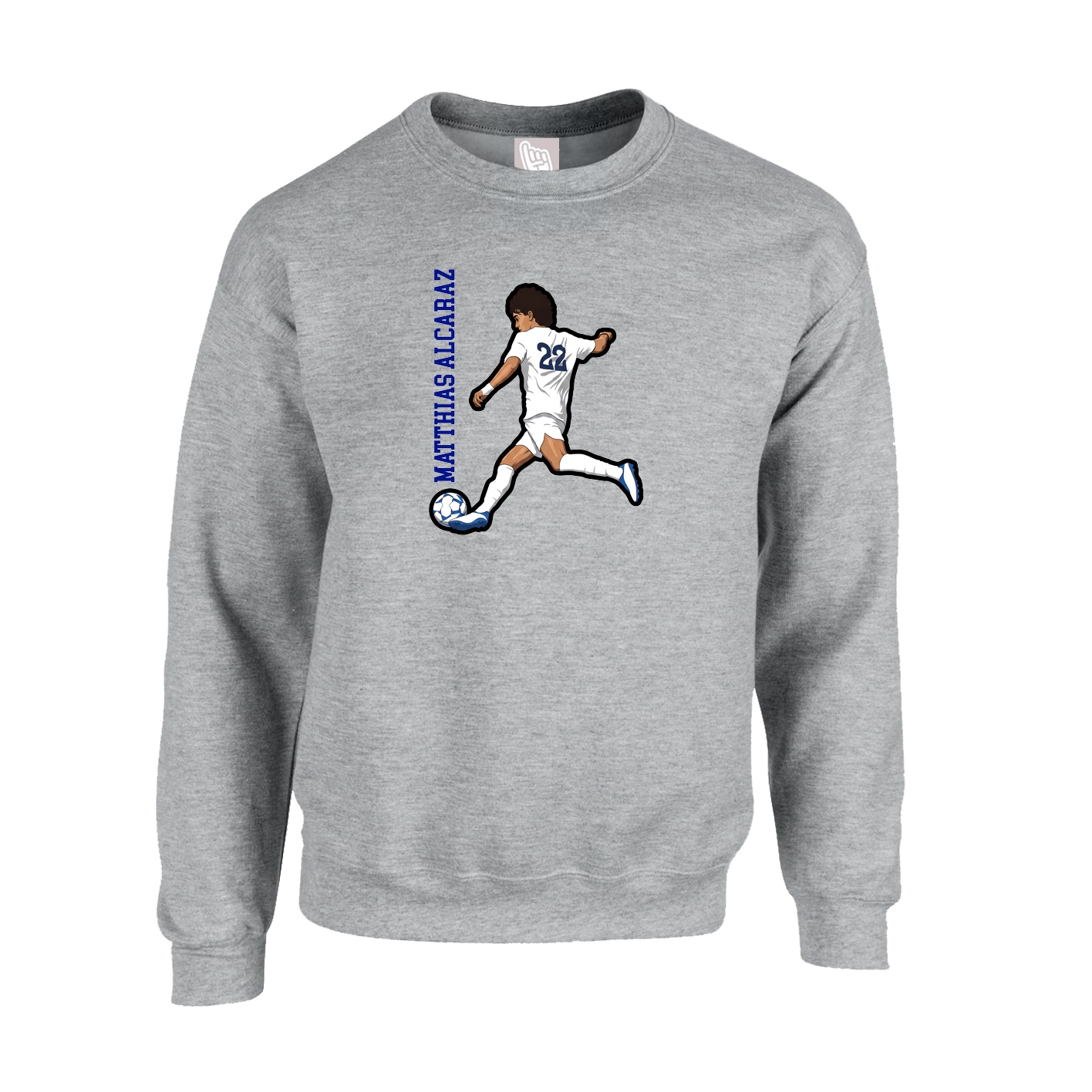 Fleece Crew — Name Vertical in Grey
