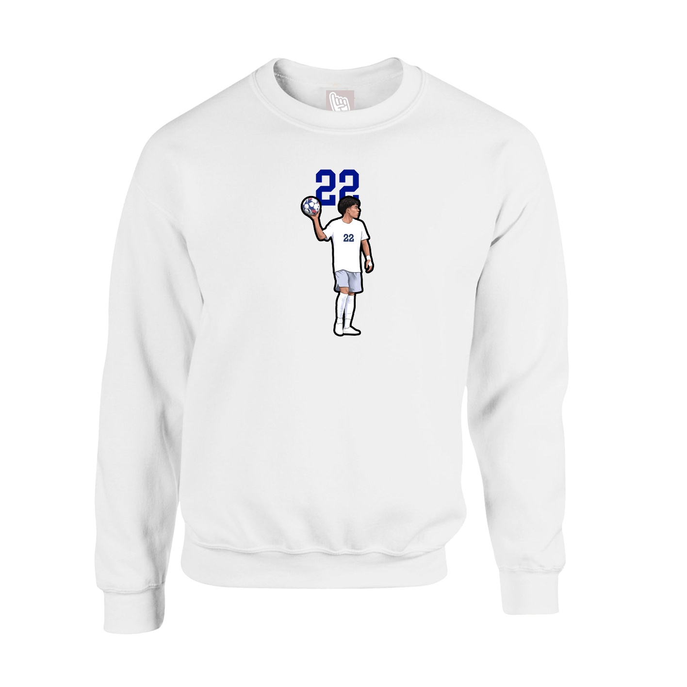 Fleece Crew — Number Top in White
