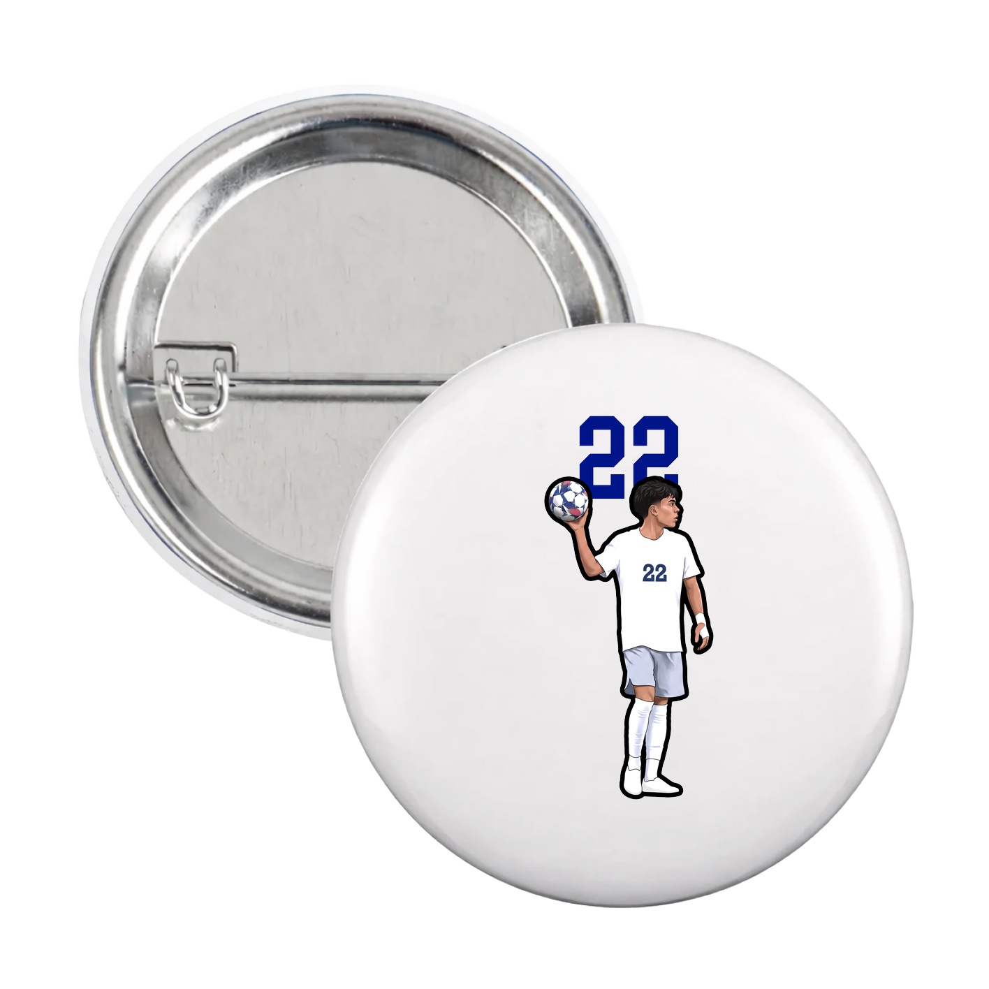 Game Day Button — Number Top in White