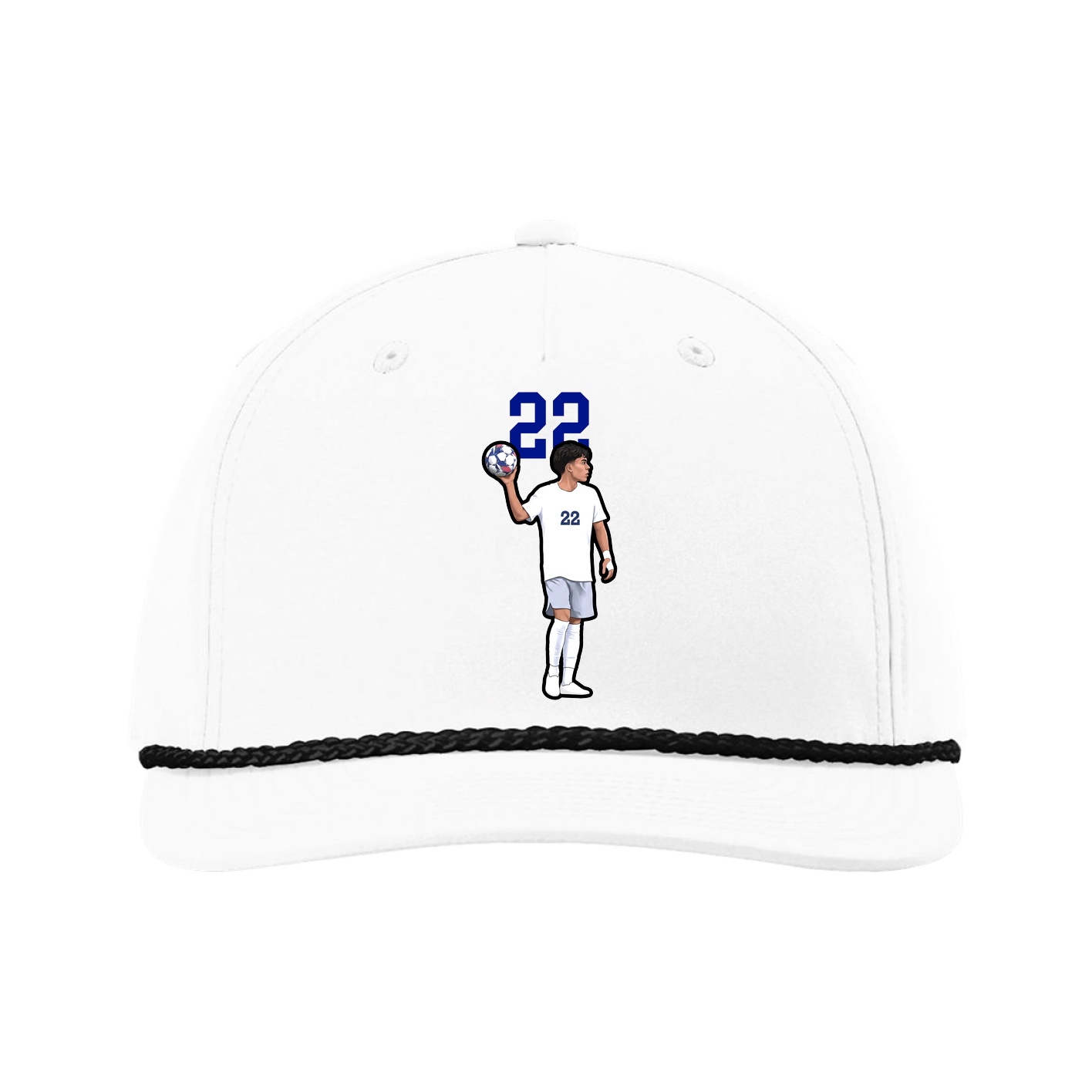 Five-Panel Classic Rope Cap — Number Top in White