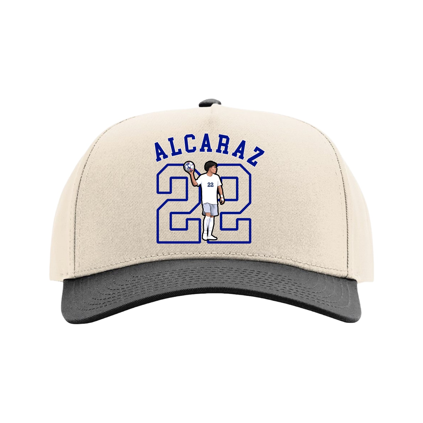 Full Fabric Five-Panel Champ Cap — Shirsey Arch in Cream/Black