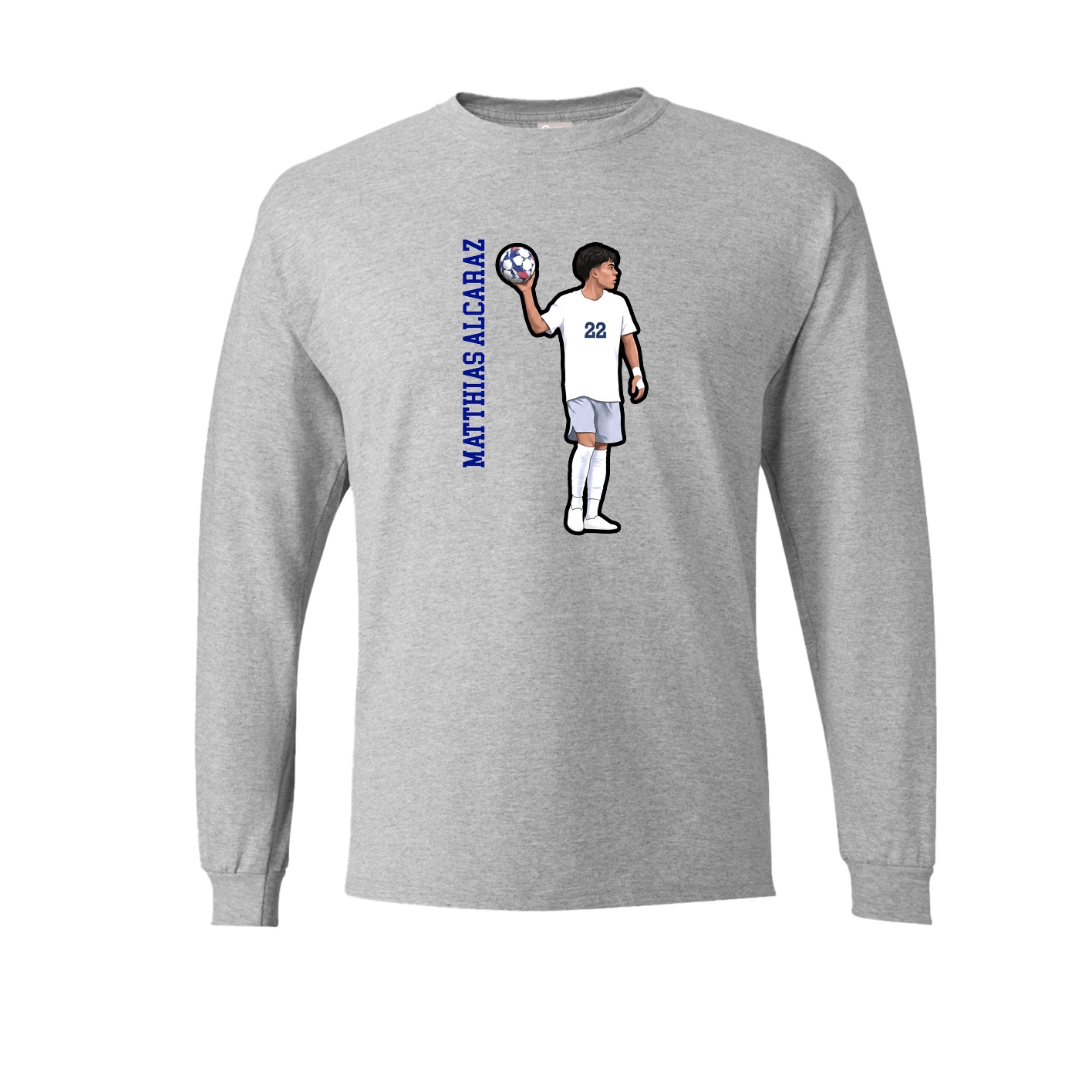 Long Sleeve Tee — Name Vertical in Grey