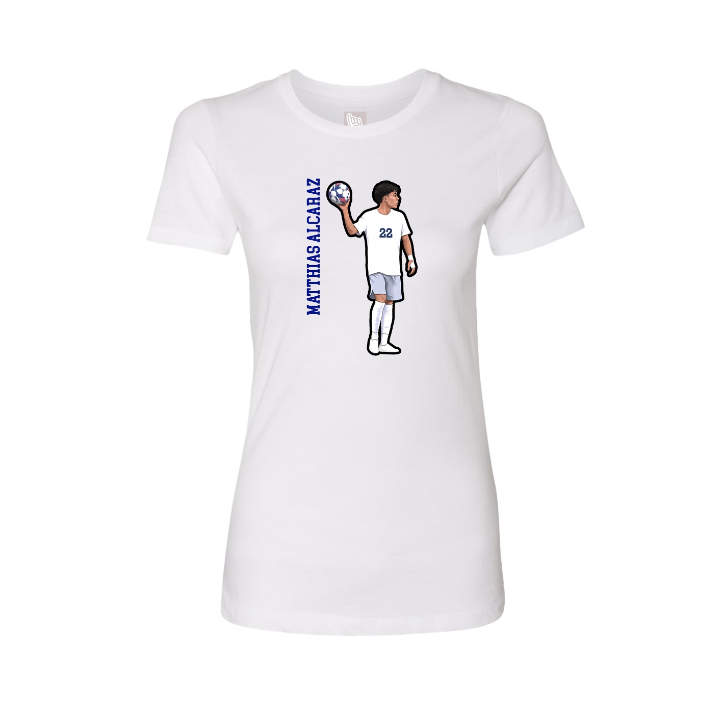 Womens Tee — Name Vertical in White